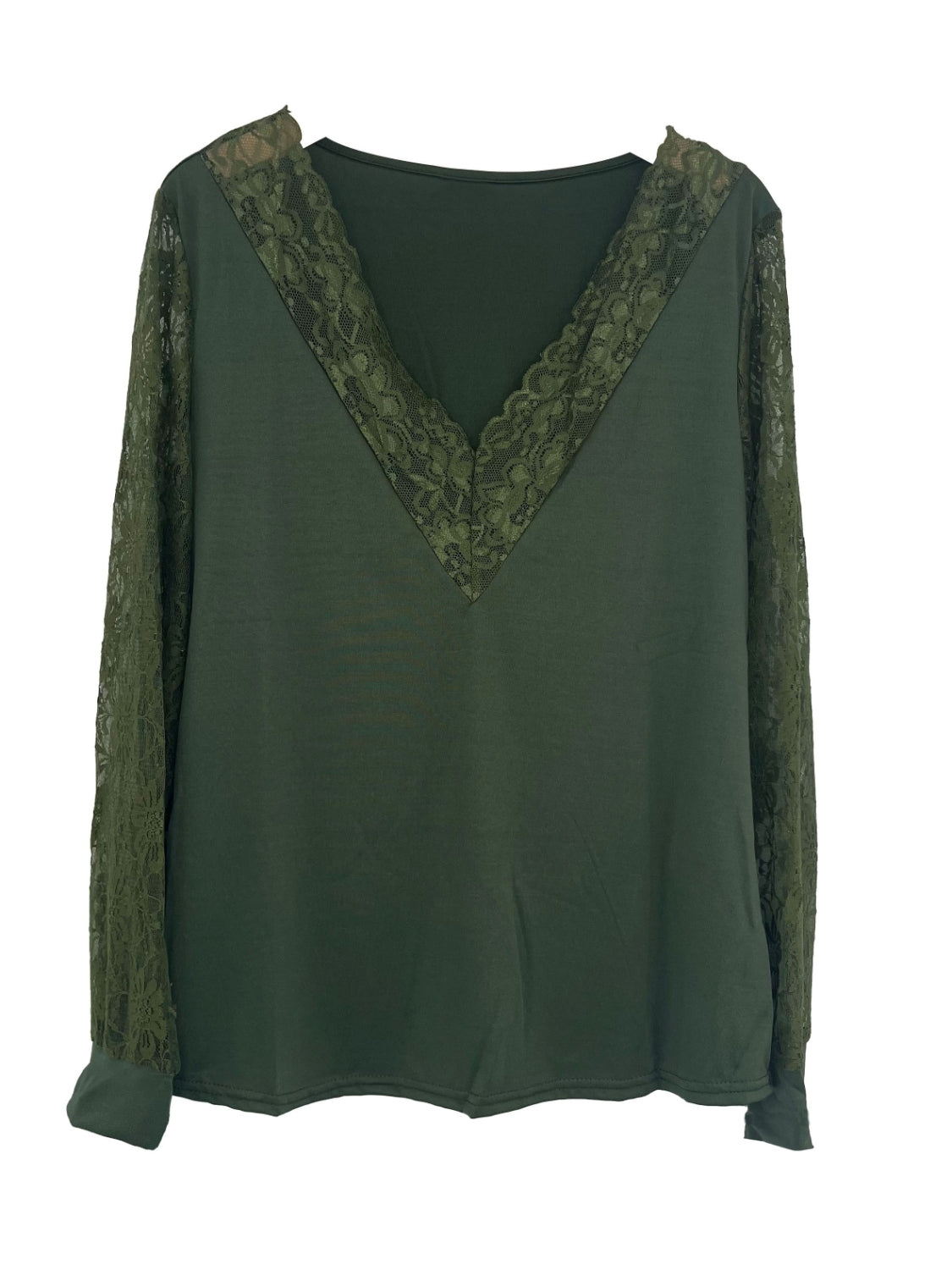 Full Size Lace Detail V-Neck Long Sleeve Blouse-TOPS / DRESSES-[Adult]-[Female]-2022 Online Blue Zone Planet