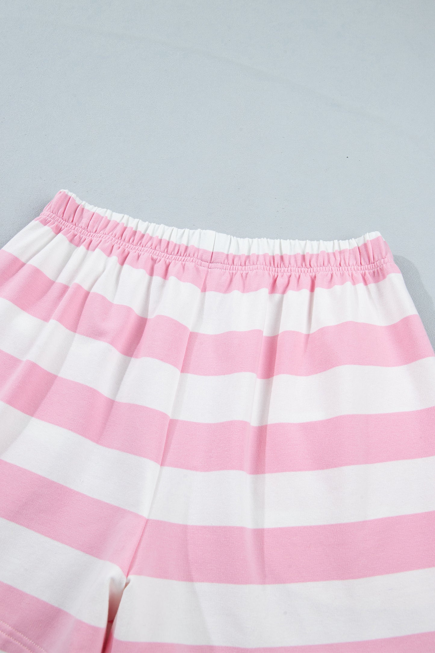 Pink Stripe Patchwork Zipper Pullover Elastic Waist Shorts 2pcs Set-Two Piece Sets/Short Sets-[Adult]-[Female]-2022 Online Blue Zone Planet