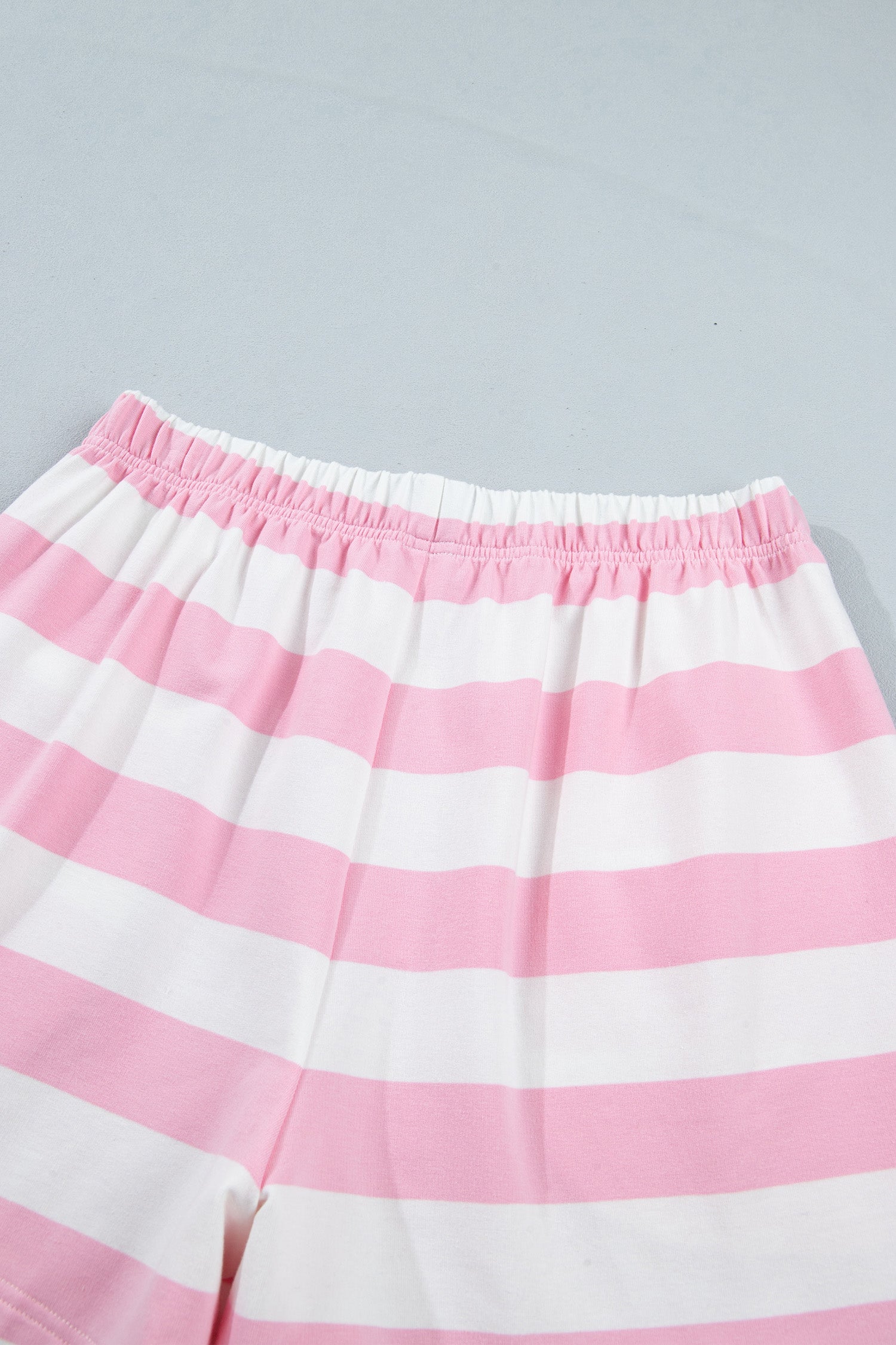 Pink Stripe Patchwork Zipper Pullover Elastic Waist Shorts 2pcs Set-Two Piece Sets/Short Sets-[Adult]-[Female]-2022 Online Blue Zone Planet