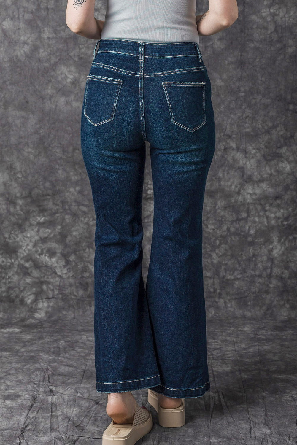 Real Teal High Rise Ripped Bell Bottom Jeans-Sale (50% OFF)/30% OFF-[Adult]-[Female]-2022 Online Blue Zone Planet