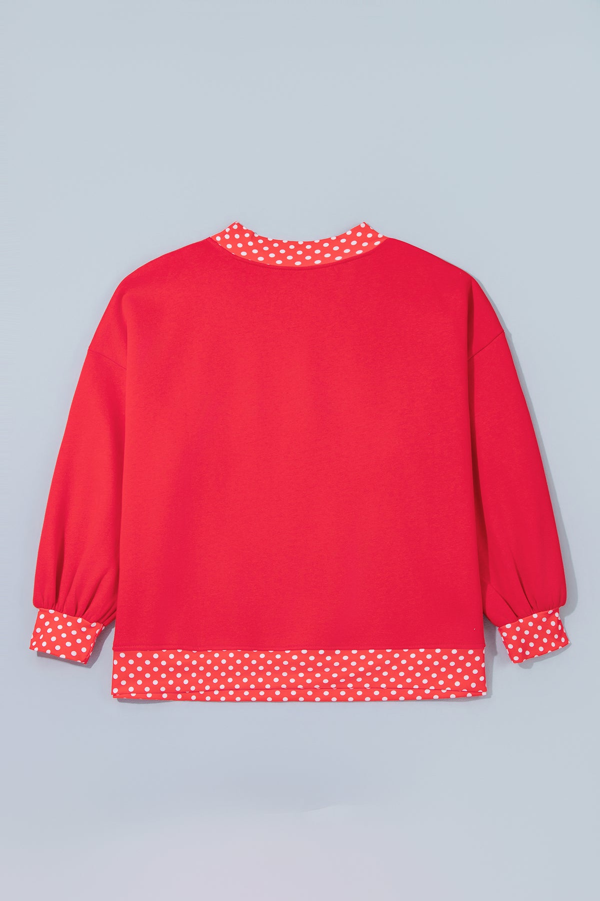 Fiery Red Casual Polka Dot Patchwork Letter Graphic Plus Size Sweatshirt-Plus Size/Plus Size Sweatshirts & Hoodies-[Adult]-[Female]-2022 Online Blue Zone Planet