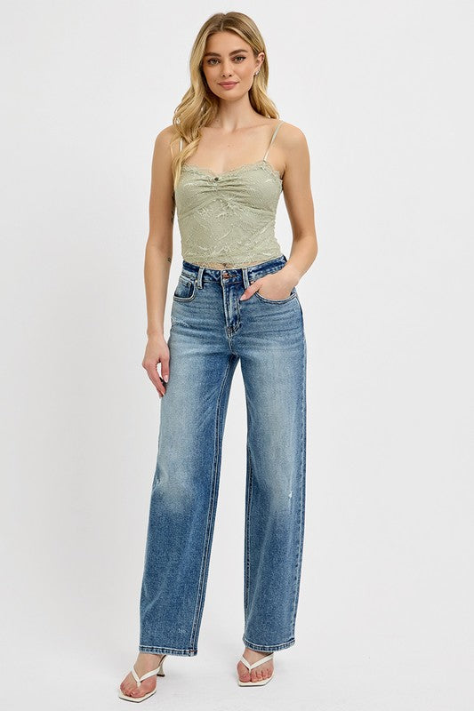 RISEN Full Size Distressed Wide Leg Jeans Plus Size-BOTTOMS SIZES SMALL MEDIUM LARGE-[Adult]-[Female]-2022 Online Blue Zone Planet