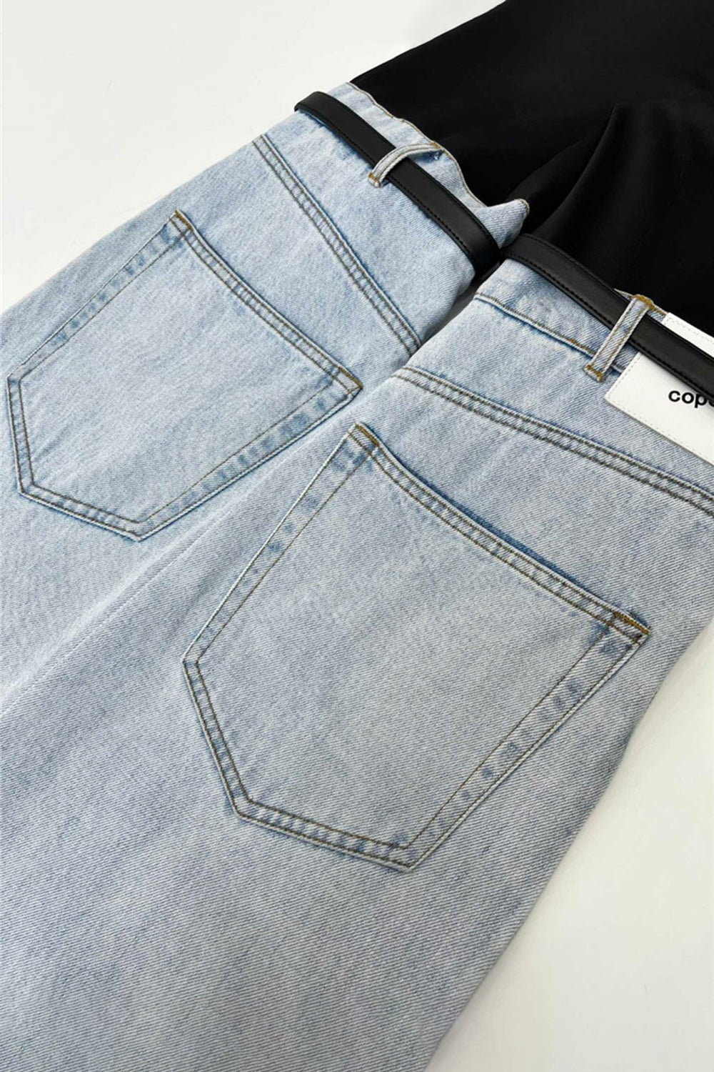 Patchwork Washed Jeans with Pockets BLUE ZONE PLANET