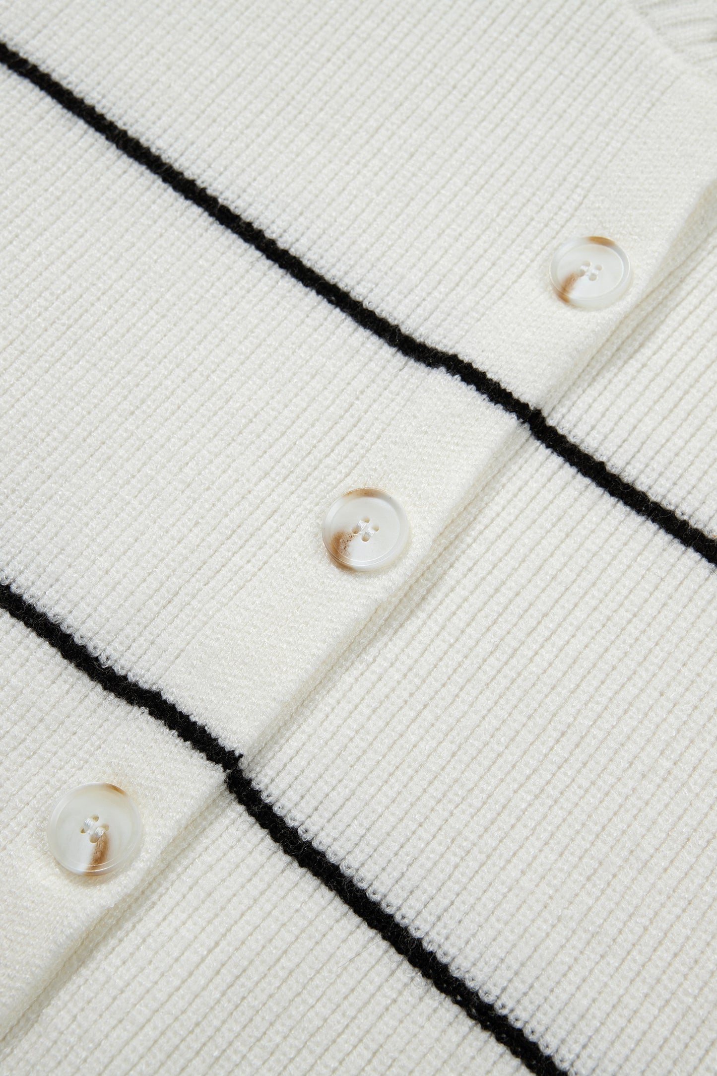 White Stripe Short Sleeve Button Front Shift Cardigan-Sweaters & Cardigans/Cardigans-[Adult]-[Female]-2022 Online Blue Zone Planet