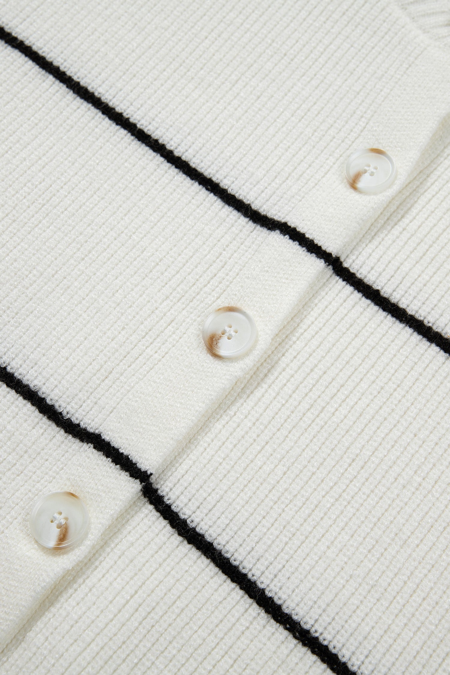 White Stripe Short Sleeve Button Front Shift Cardigan-Sweaters & Cardigans/Cardigans-[Adult]-[Female]-2022 Online Blue Zone Planet