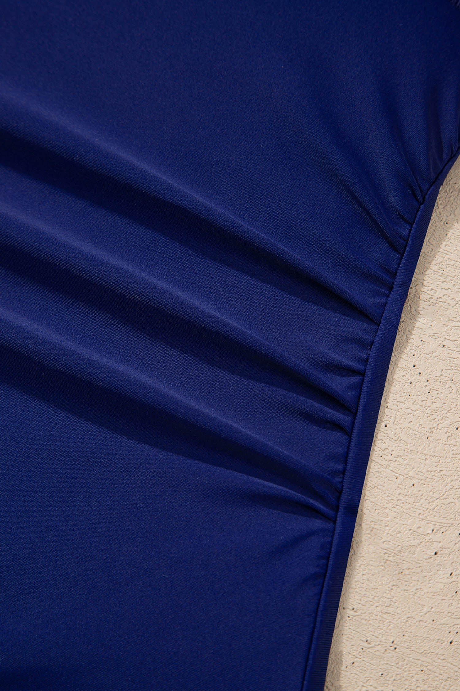 Navy Blue Color Block Detail Adjustable Straps One Piece Swimsuit-Swimwear/One Piece Swimsuit-[Adult]-[Female]-2022 Online Blue Zone Planet