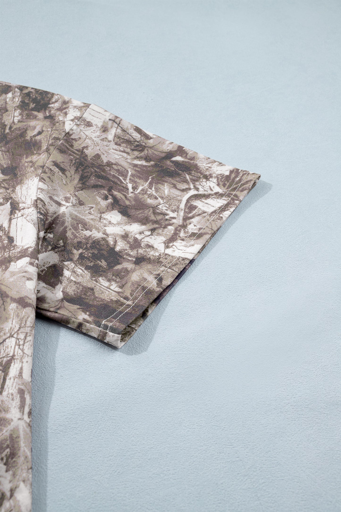 Khaki Plus Size Woodland Camouflage Print T Shirt