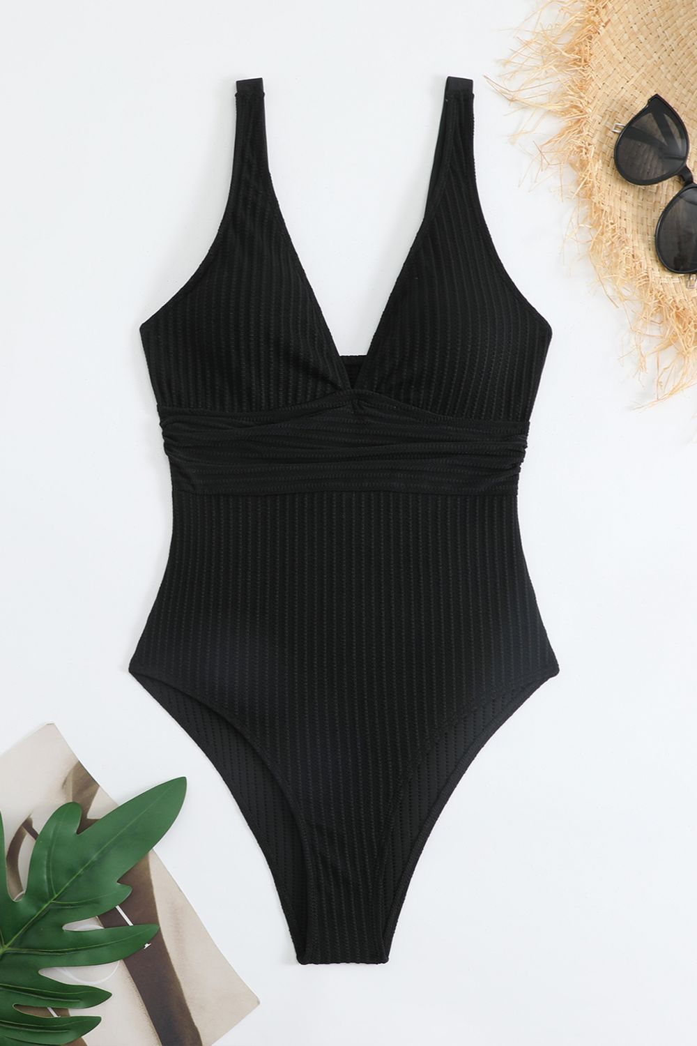 Plunge Wide Strap One-Piece Swimwear-TOPS / DRESSES-[Adult]-[Female]-2022 Online Blue Zone Planet