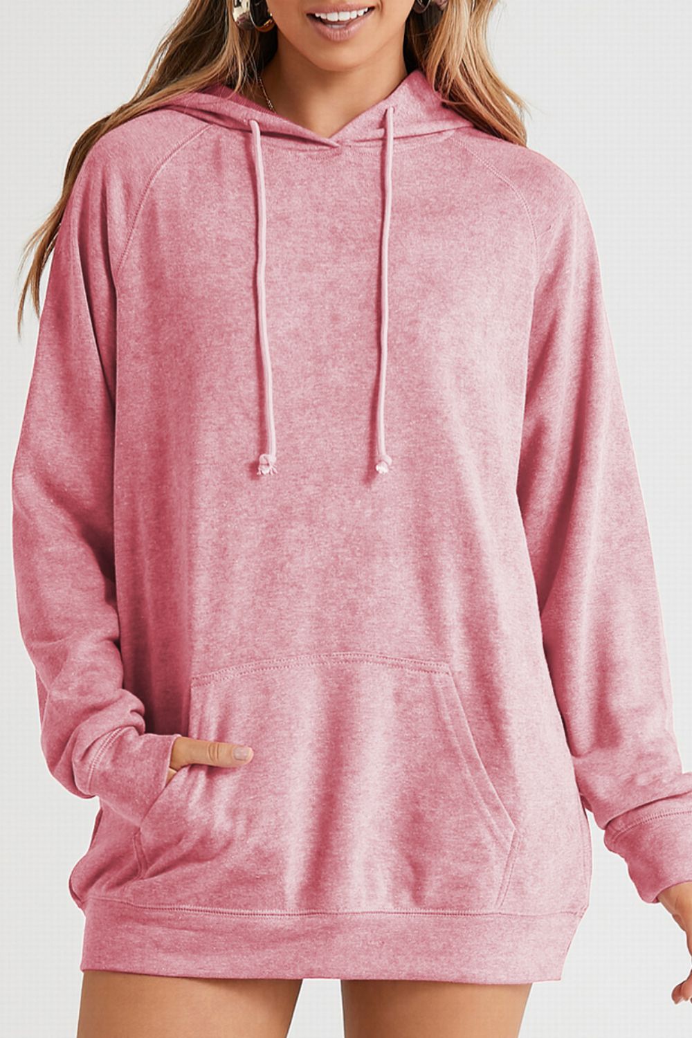 Drawstring Long Sleeve Oversize Hoodie-TOPS / DRESSES-[Adult]-[Female]-Dusty Pink-M-2022 Online Blue Zone Planet