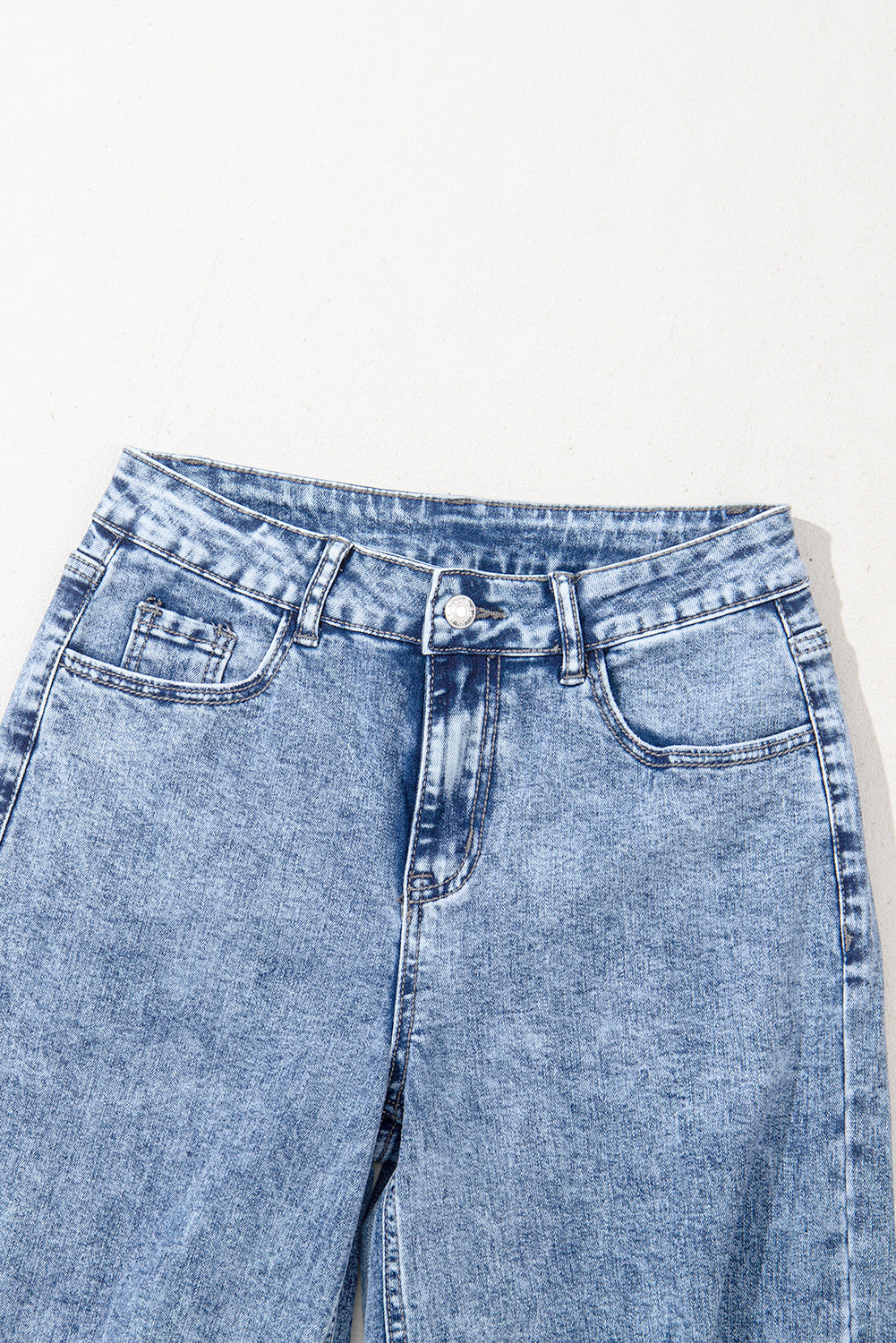 Ashleigh Blue Mineral Wash Bottom Cuff Distressed Wide Leg Jeans-Bottoms/Jeans-[Adult]-[Female]-2022 Online Blue Zone Planet