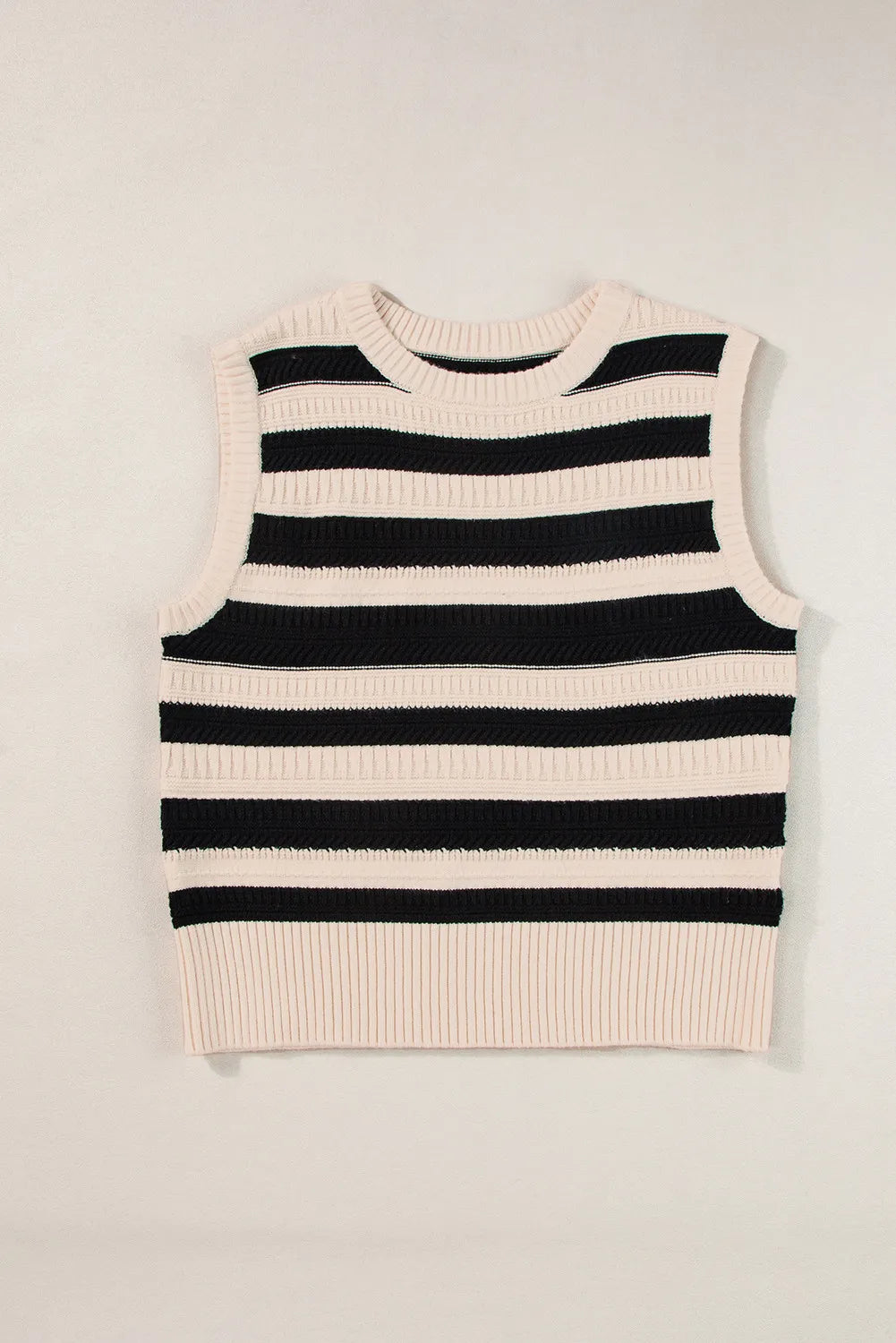 Color Block Round Neck Sweater Vest-TOPS / DRESSES-[Adult]-[Female]-2022 Online Blue Zone Planet