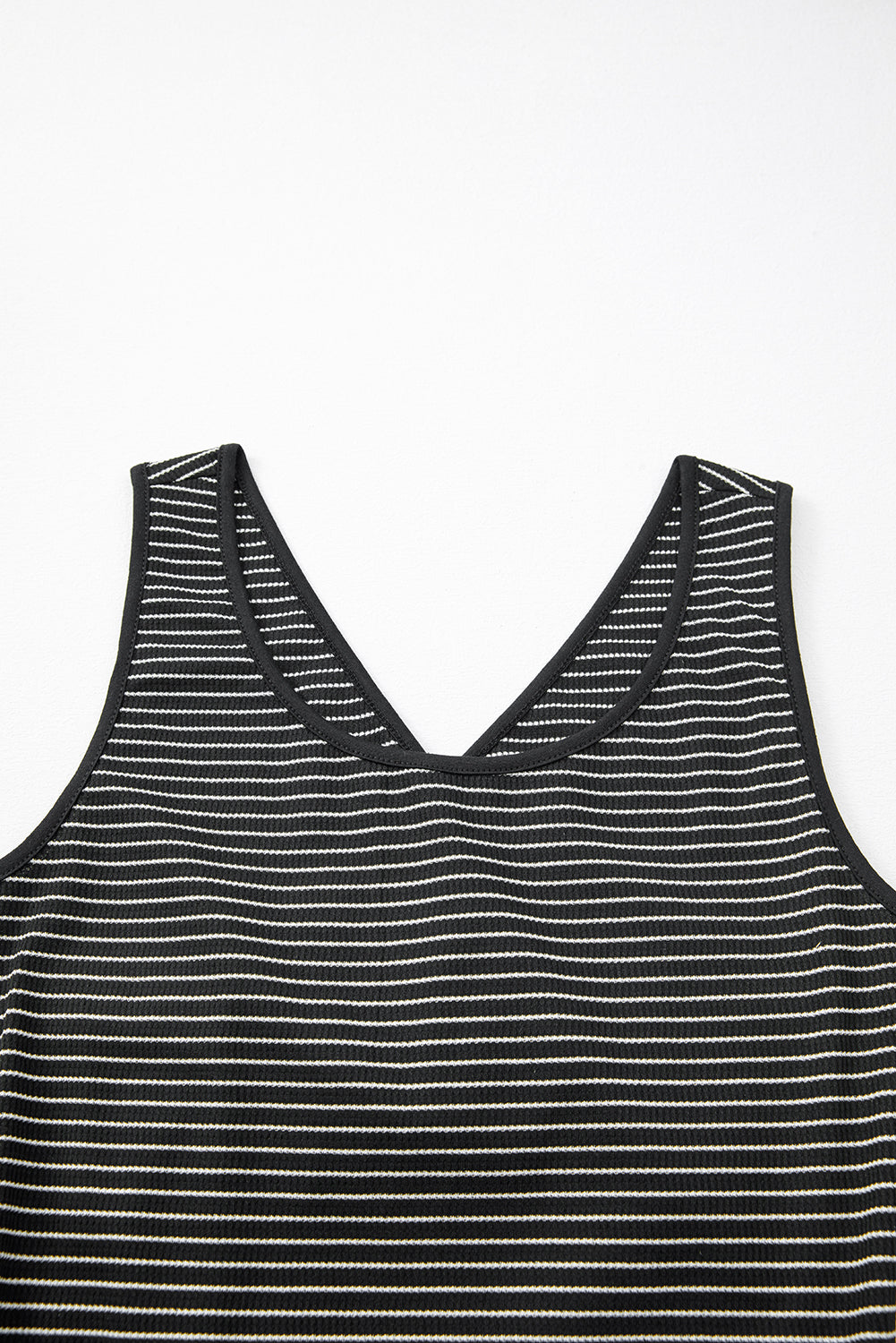 Black Stripe Criss Cross Side Slits Slim Fit Sleeveless Midi Dress-Dresses/Midi Dresses-[Adult]-[Female]-2022 Online Blue Zone Planet