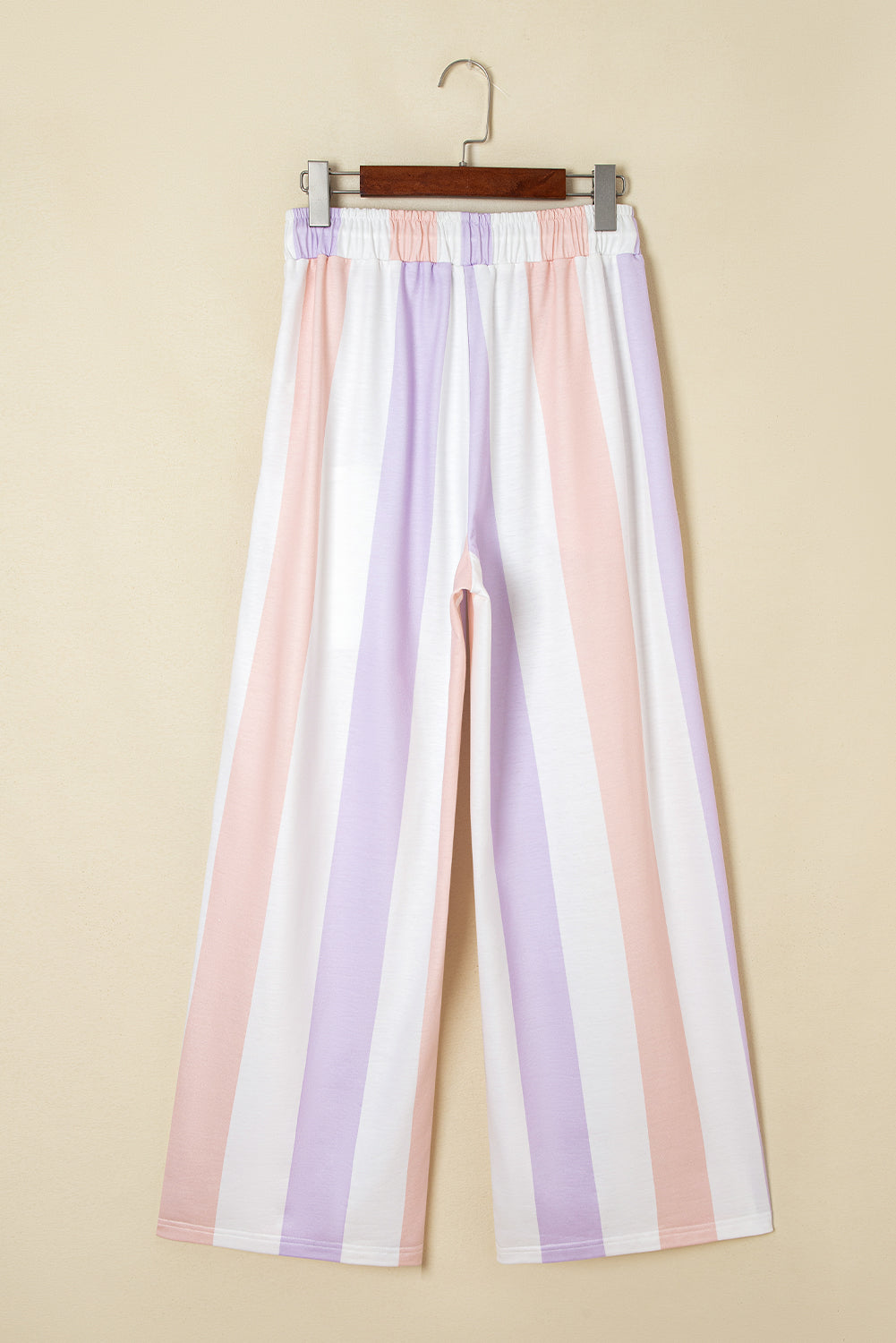 Purple Stripe Multicolored Print Drawstring Loose Pants with Side Pockets-Bottoms/Pants & Culotte-[Adult]-[Female]-2022 Online Blue Zone Planet
