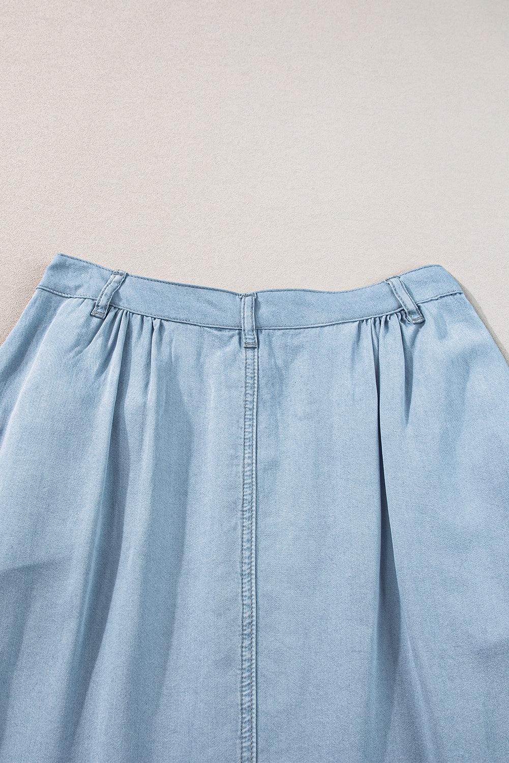 Mist Blue Fully Buttoned Long Denim Skirt-Bottoms/Skirts & Petticoat-[Adult]-[Female]-2022 Online Blue Zone Planet