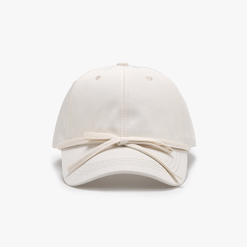 Tied Bow Cotton Baseball Cap-BASEBALL HATS-[Adult]-[Female]-Ivory-One Size-2022 Online Blue Zone Planet