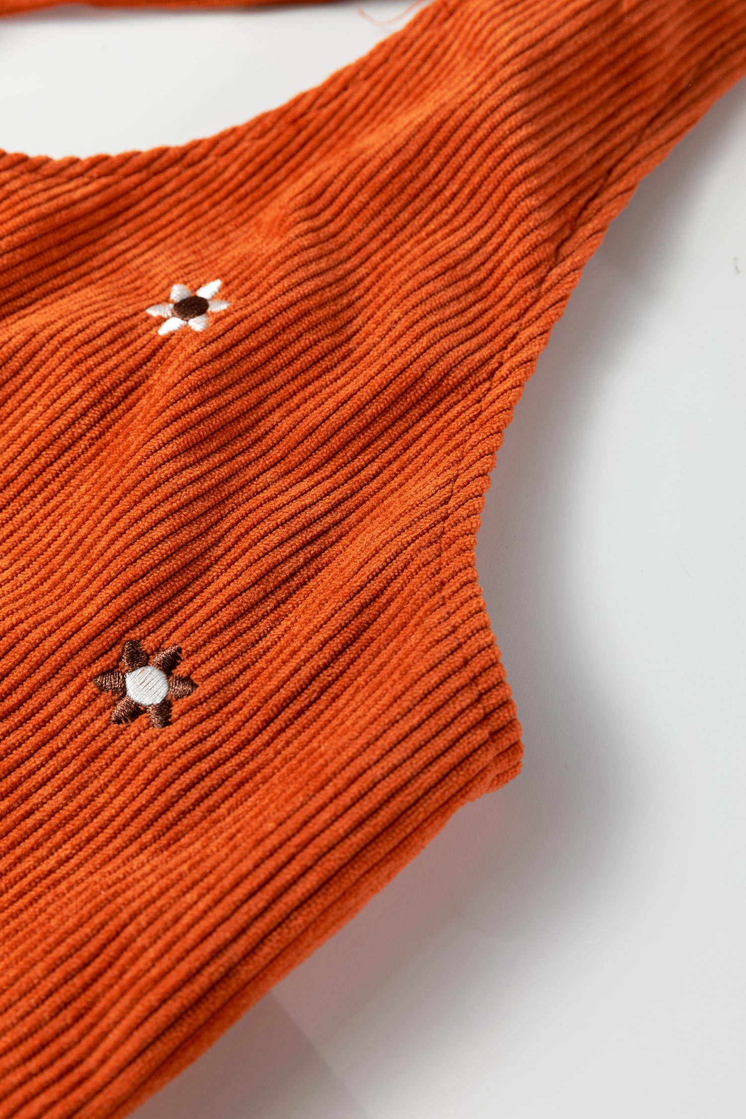 Gold Flame Flower Embroidered Corduroy Overall Mini Dress-TOPS / DRESSES-[Adult]-[Female]-2022 Online Blue Zone Planet