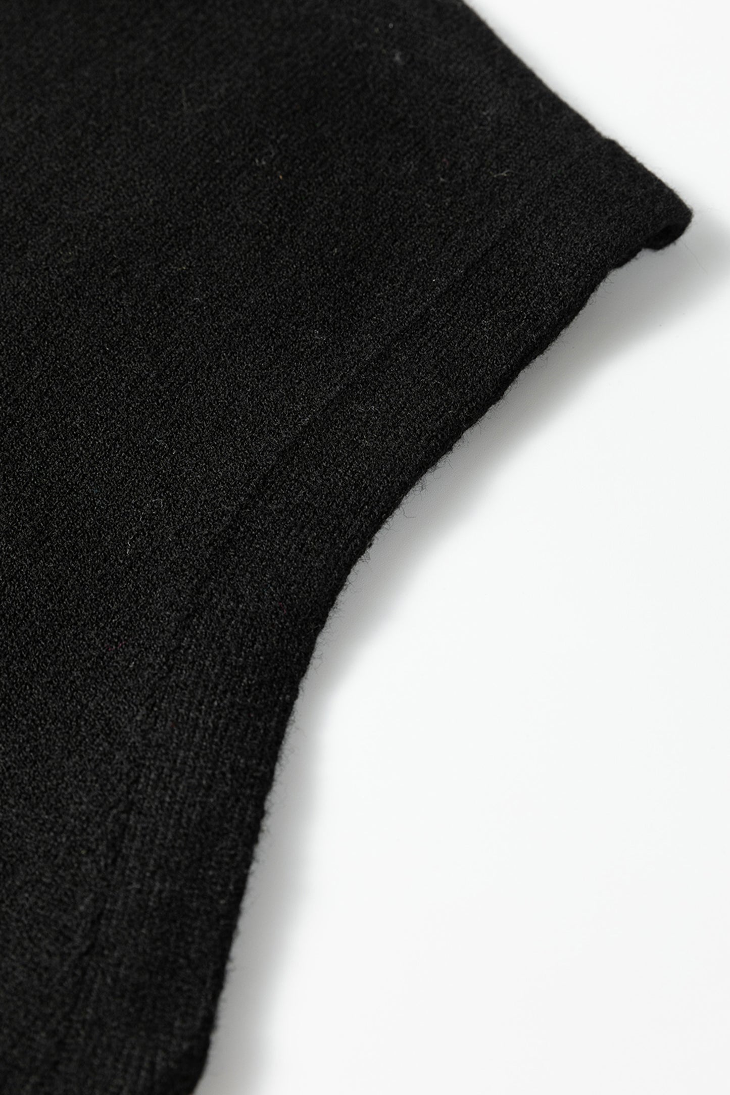 Black Solid Color Crew Neck Knit Cap Sleeve Sweater-TOPS / DRESSES-[Adult]-[Female]-2022 Online Blue Zone Planet