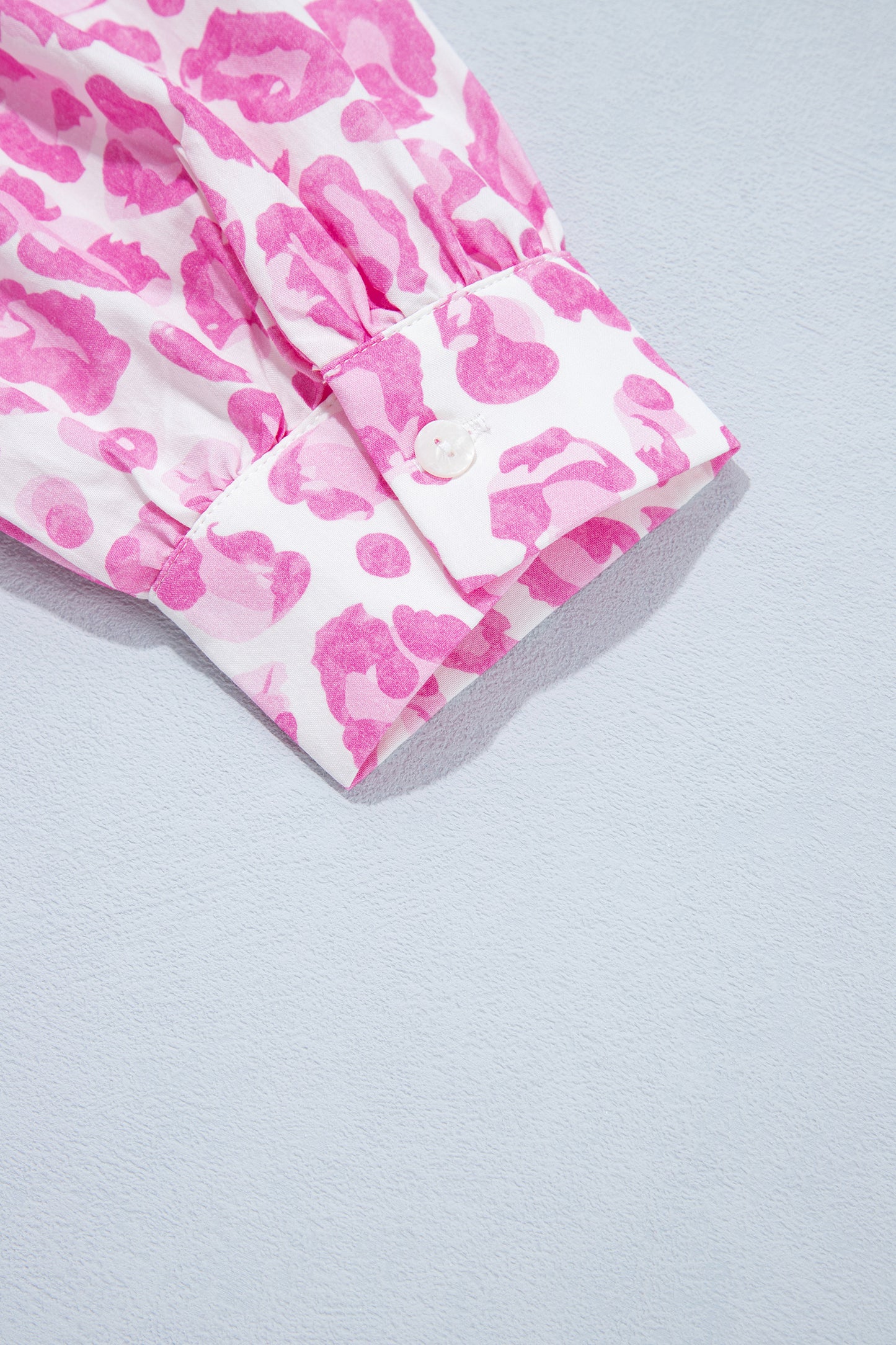 Pink Abstract Leopard Print Tie Waist Puff Sleeve Mini Shirt Dress-TOPS / DRESSES-[Adult]-[Female]-2022 Online Blue Zone Planet