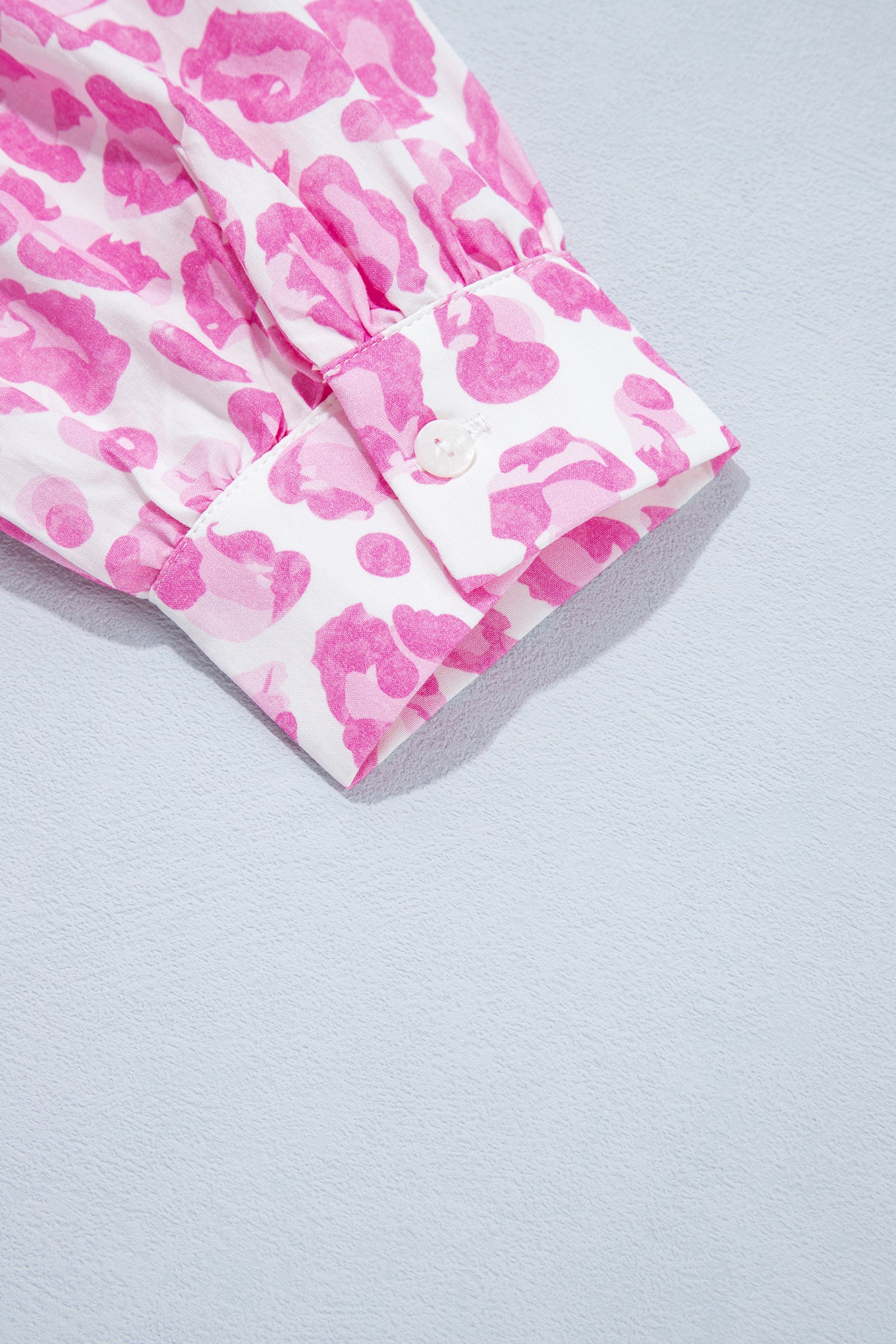 Pink Abstract Leopard Print Tie Waist Puff Sleeve Mini Shirt Dress-TOPS / DRESSES-[Adult]-[Female]-2022 Online Blue Zone Planet