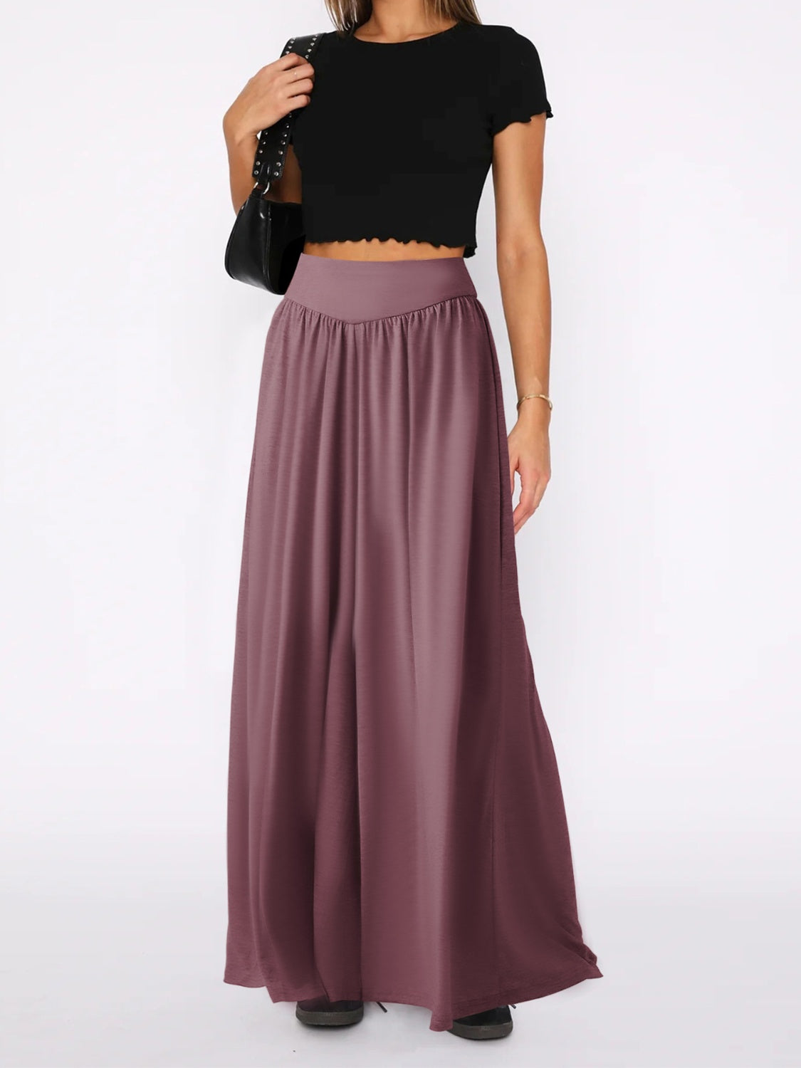 High Waist Wide Leg Pants-BOTTOMS SIZES SMALL MEDIUM LARGE-[Adult]-[Female]-2022 Online Blue Zone Planet