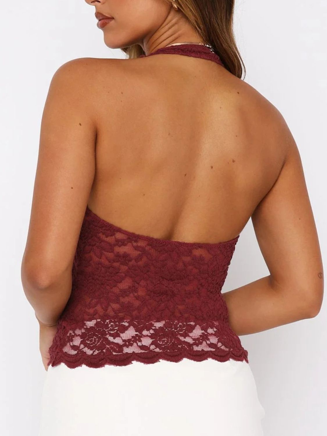 Lace Backless Halter Neck Cami-TOPS / DRESSES-[Adult]-[Female]-2022 Online Blue Zone Planet