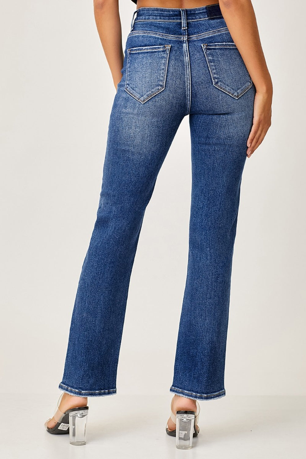 Blue Zone Planet | RISEN Mid Rise Slim Straight Jeans-BOTTOMS SIZES SMALL MEDIUM LARGE-[Adult]-[Female]-2022 Online Blue Zone Planet