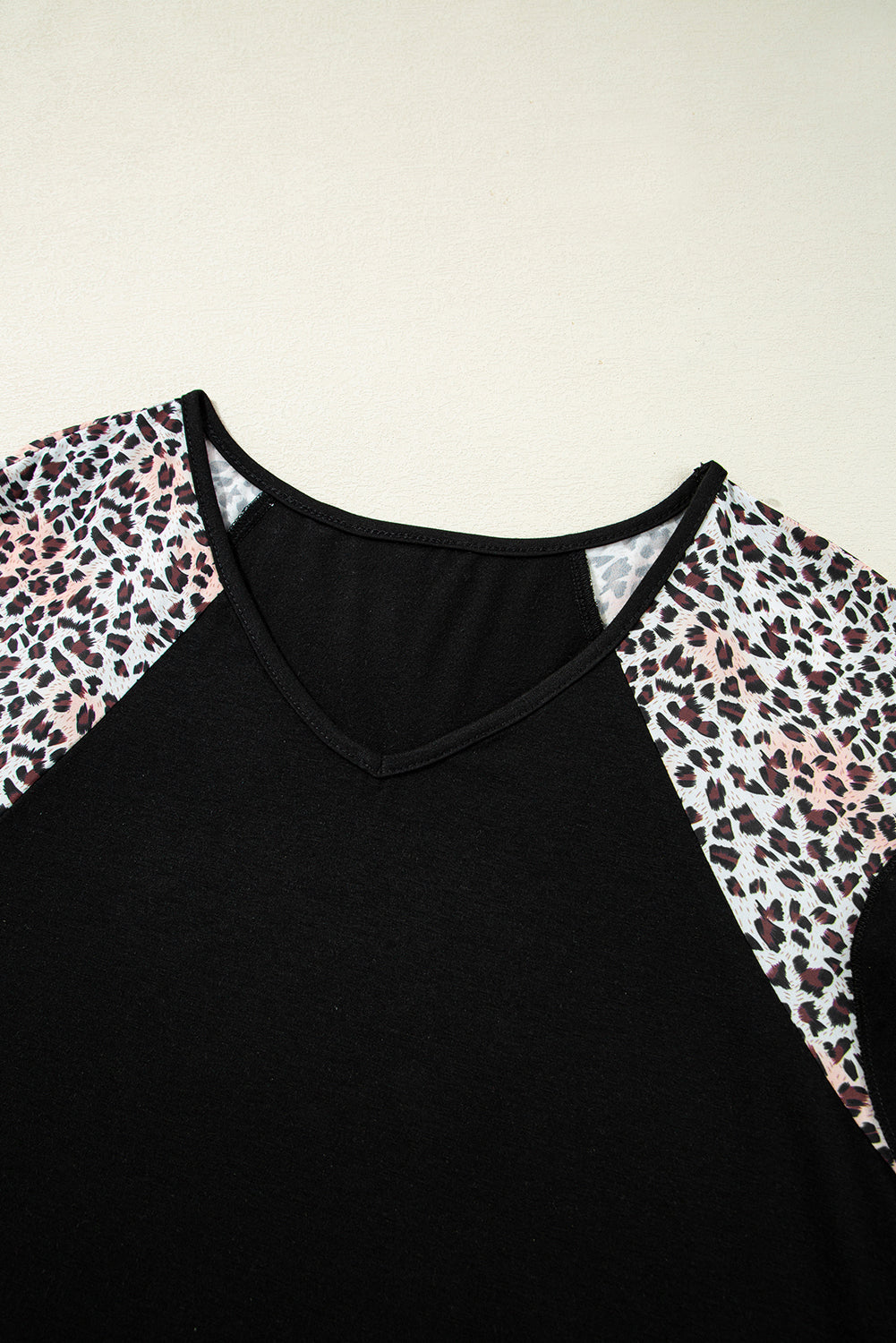 Black Leopard Ruffle Patchwork Sleeve Plus Size Summer Top-Plus Size/Plus Size Tops/Plus Size Tops & Tees-[Adult]-[Female]-2022 Online Blue Zone Planet