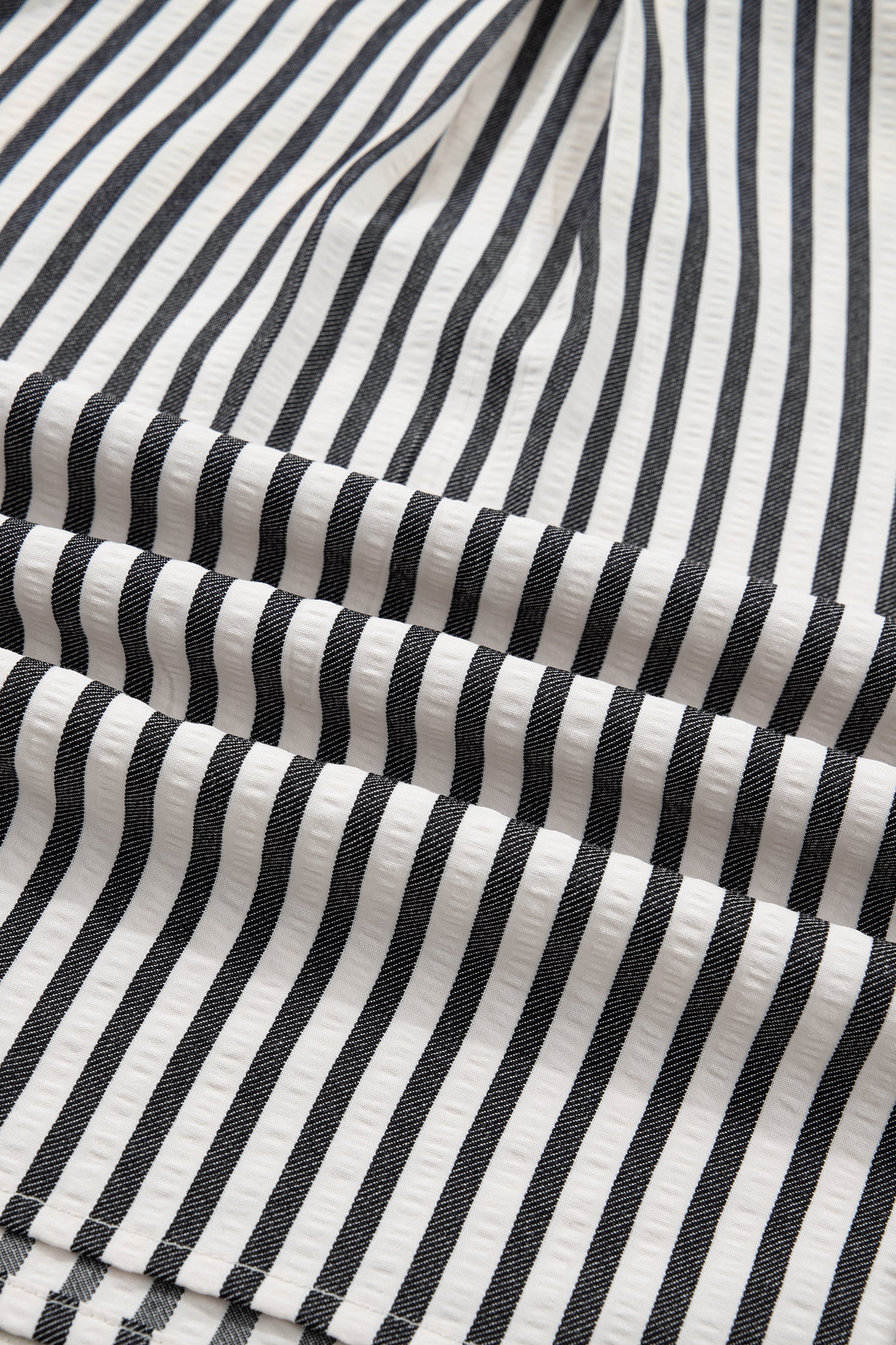 Black Stripe Collared Split Neck Short Bubble Sleeve Blouse-Tops/Blouses & Shirts-[Adult]-[Female]-2022 Online Blue Zone Planet