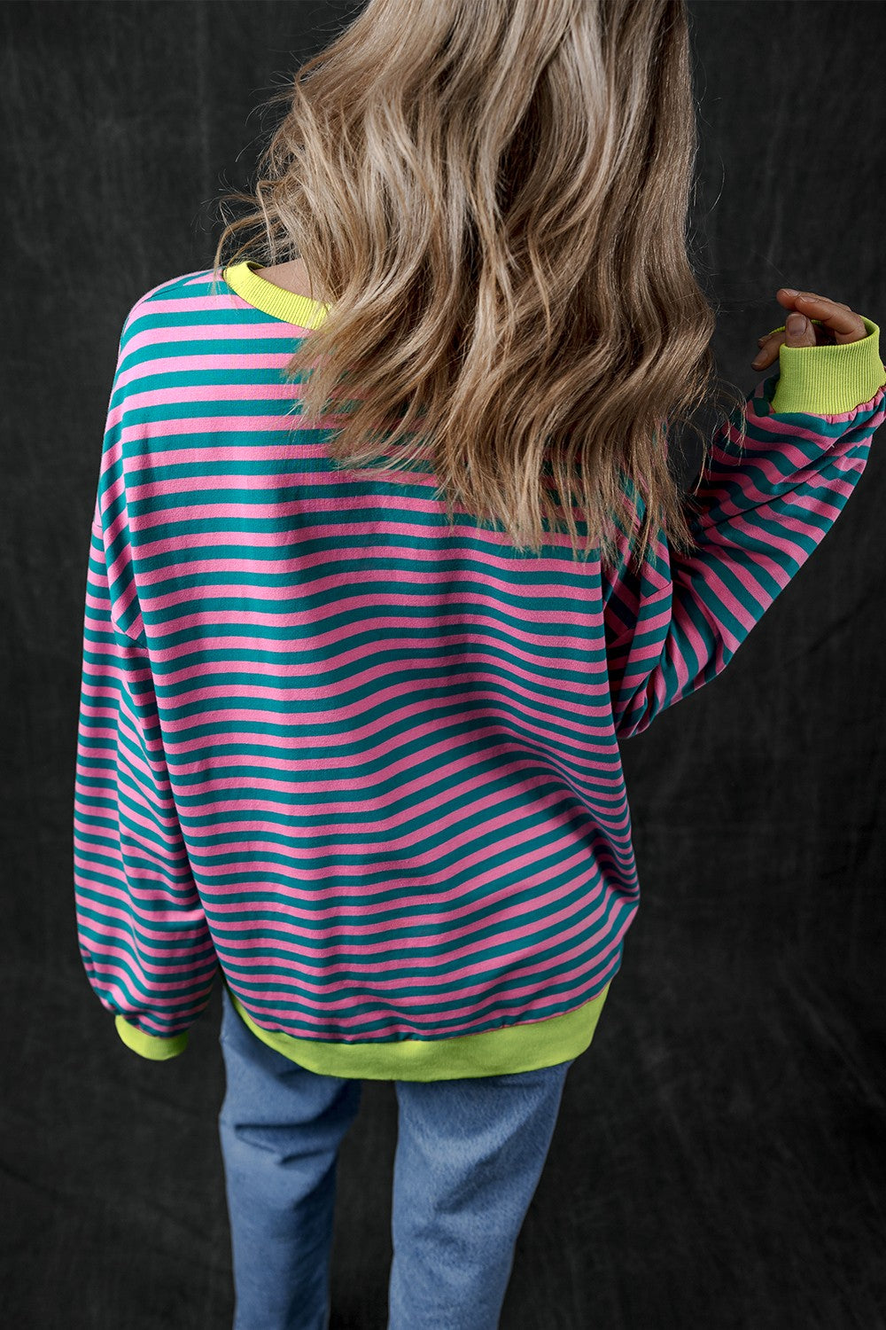 Blue Zone Planet | Pumpkin Striped Long Sleeve Sweatshirt-TOPS / DRESSES-[Adult]-[Female]-2022 Online Blue Zone Planet