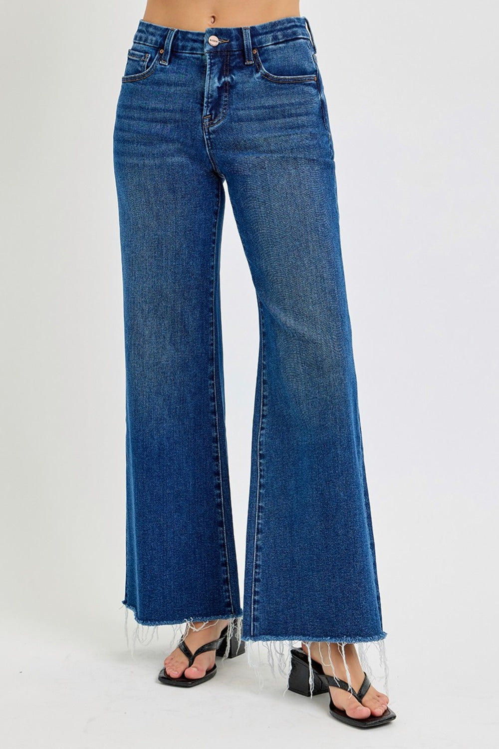 Blue Zone Planet | RISEN Tummy Control High Rise Wide Leg Jeans-BOTTOMS SIZES SMALL MEDIUM LARGE-[Adult]-[Female]-2022 Online Blue Zone Planet