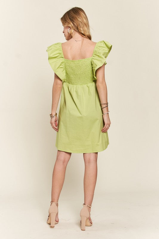 ADORA Smocked Back Ruffled Cap Sleeve Babydoll Dress-TOPS / DRESSES-[Adult]-[Female]-2022 Online Blue Zone Planet