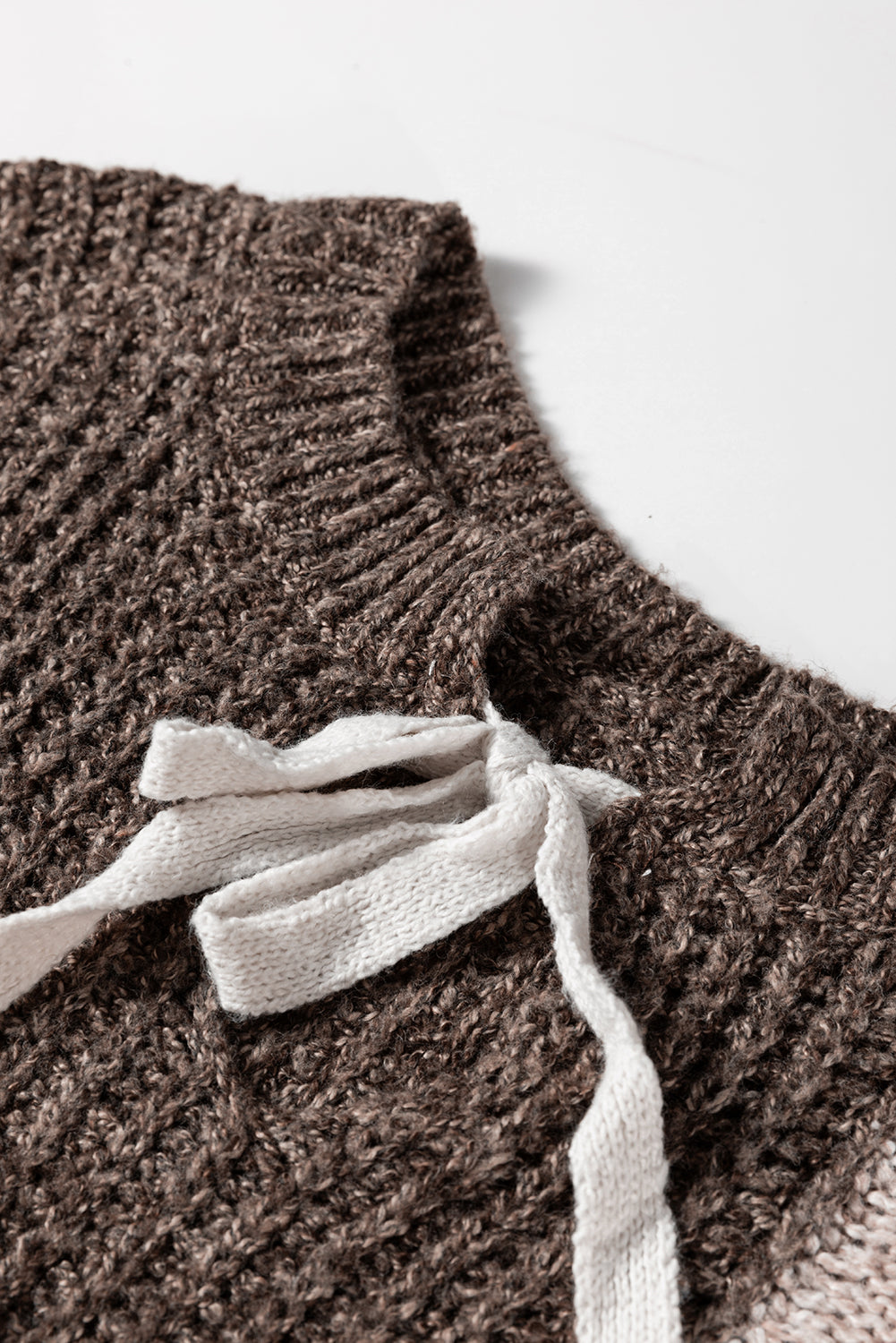 Brown Color Block Patchwork Knotted Back Loose Fit Sweater-TOPS / DRESSES-[Adult]-[Female]-2022 Online Blue Zone Planet