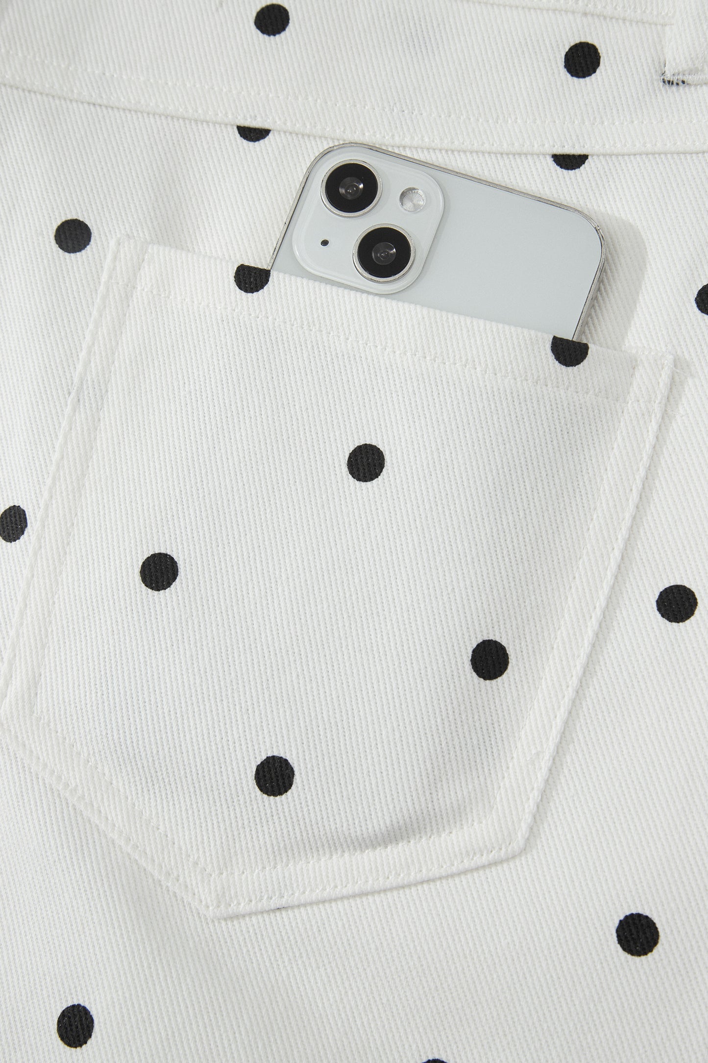 White Polka Dot Print Embroidered Scallop Hem Shorts-Bottoms/Casual Shorts-[Adult]-[Female]-2022 Online Blue Zone Planet