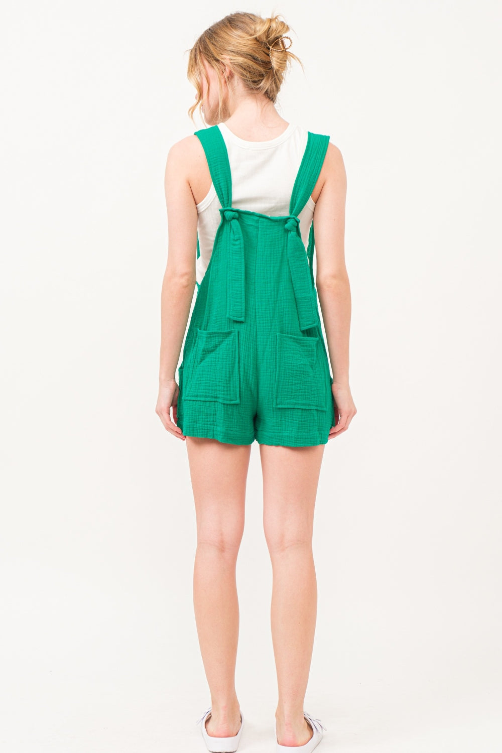 And The Why Button Up Tie Back Sleeveless Romper-TOPS / DRESSES-[Adult]-[Female]-2022 Online Blue Zone Planet