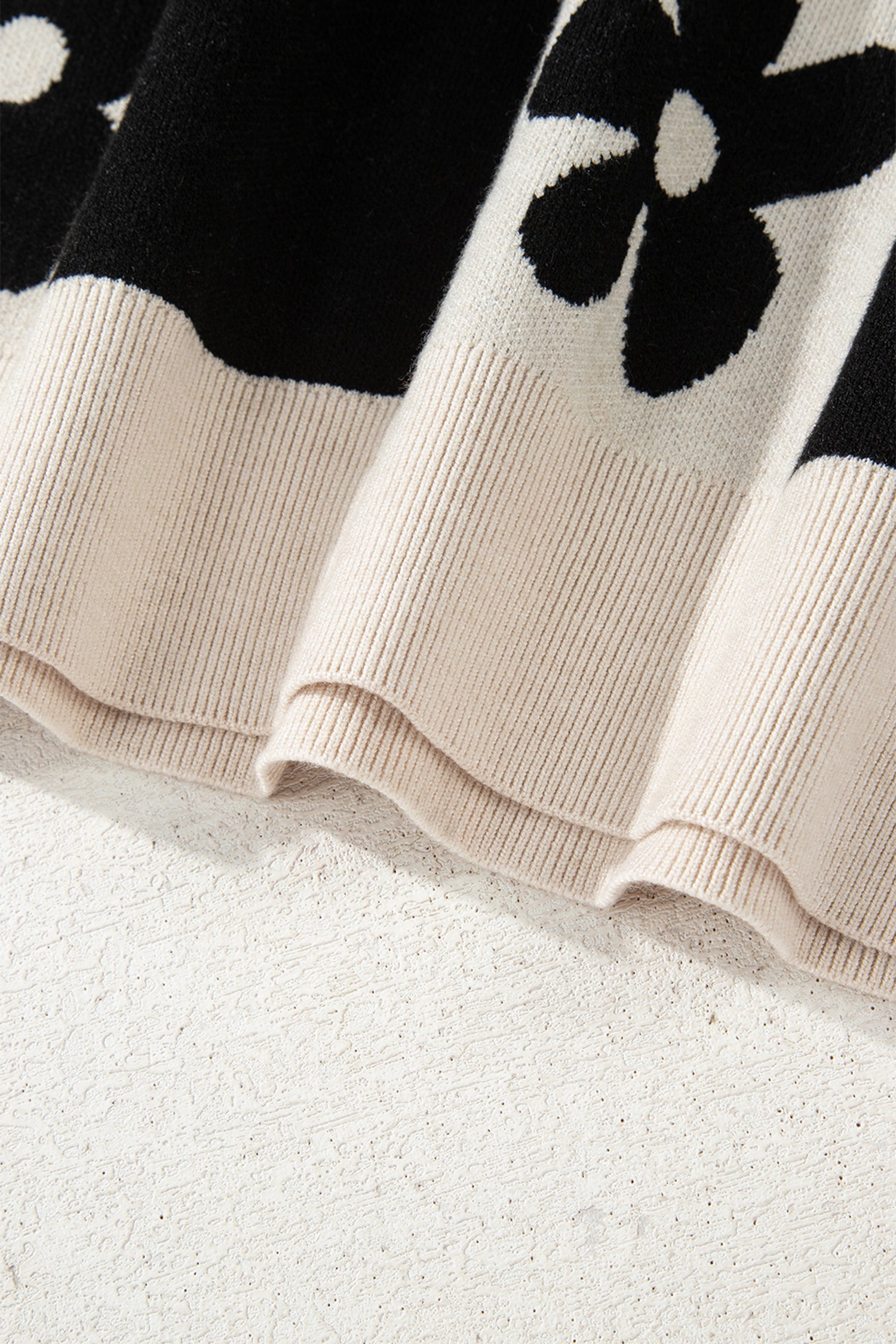 Black Flower Plaid Henley Baggy Sweater-TOPS / DRESSES-[Adult]-[Female]-2022 Online Blue Zone Planet