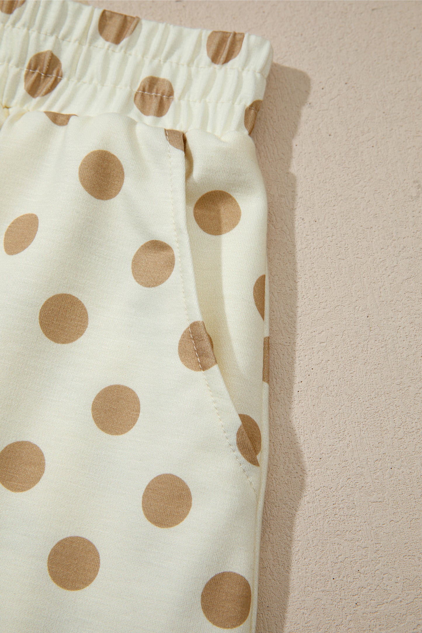 Khaki Polka Dot Hooded Long Sleeve Top Casual Mini Skort Set