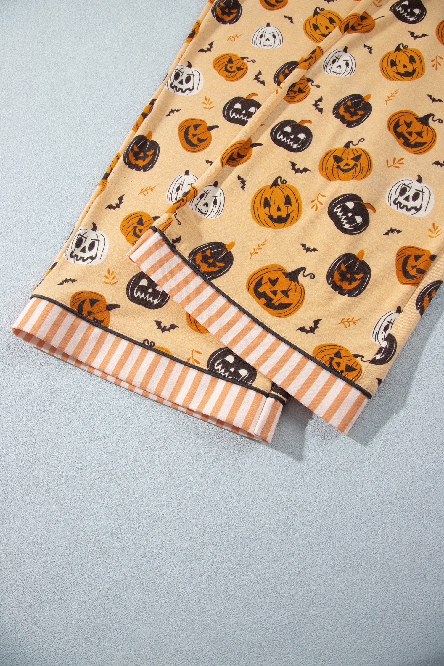 Orange Halloween Pumpkin Print Two Piece Long Sleeve Lounge Set-Loungewear & Sleepwear/Loungewear-[Adult]-[Female]-2022 Online Blue Zone Planet