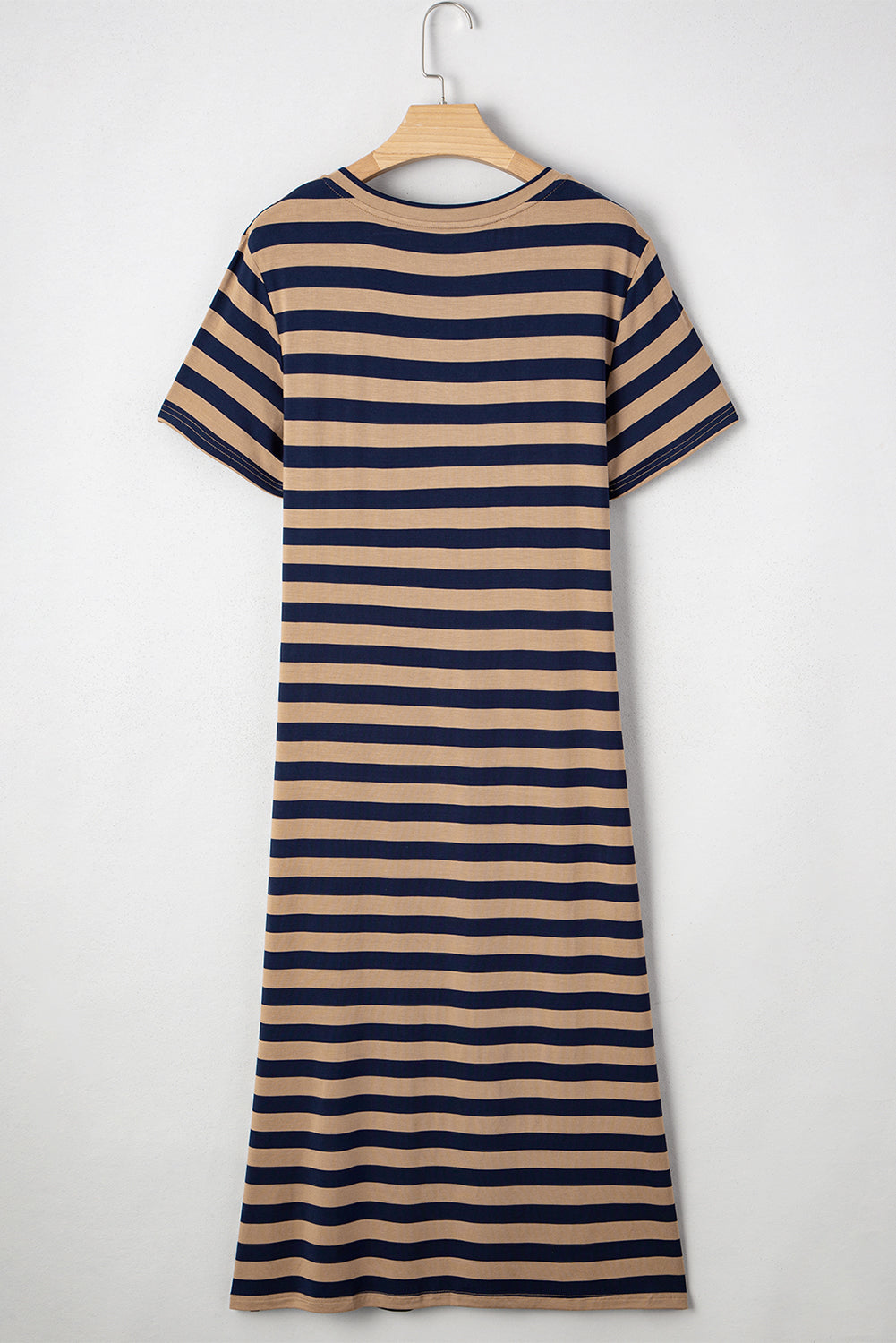 Black Stripe Print V Neck Maxi Dress With Side Splits-TOPS / DRESSES-[Adult]-[Female]-2022 Online Blue Zone Planet