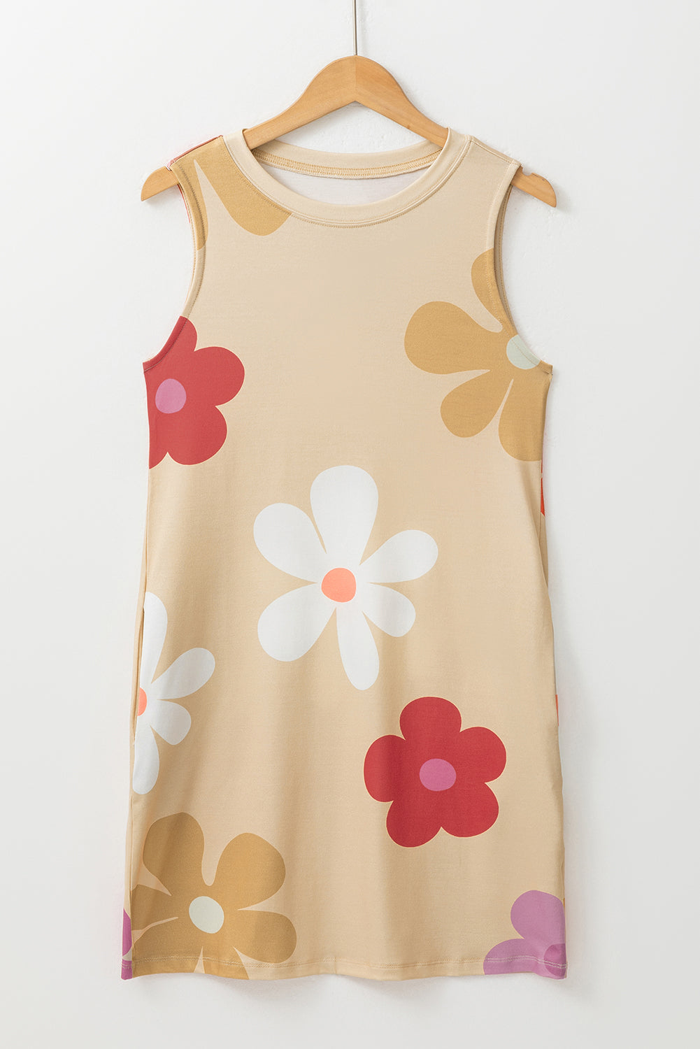 Apricot Daisy Flower Print Tank Dress Blue Zone Planet