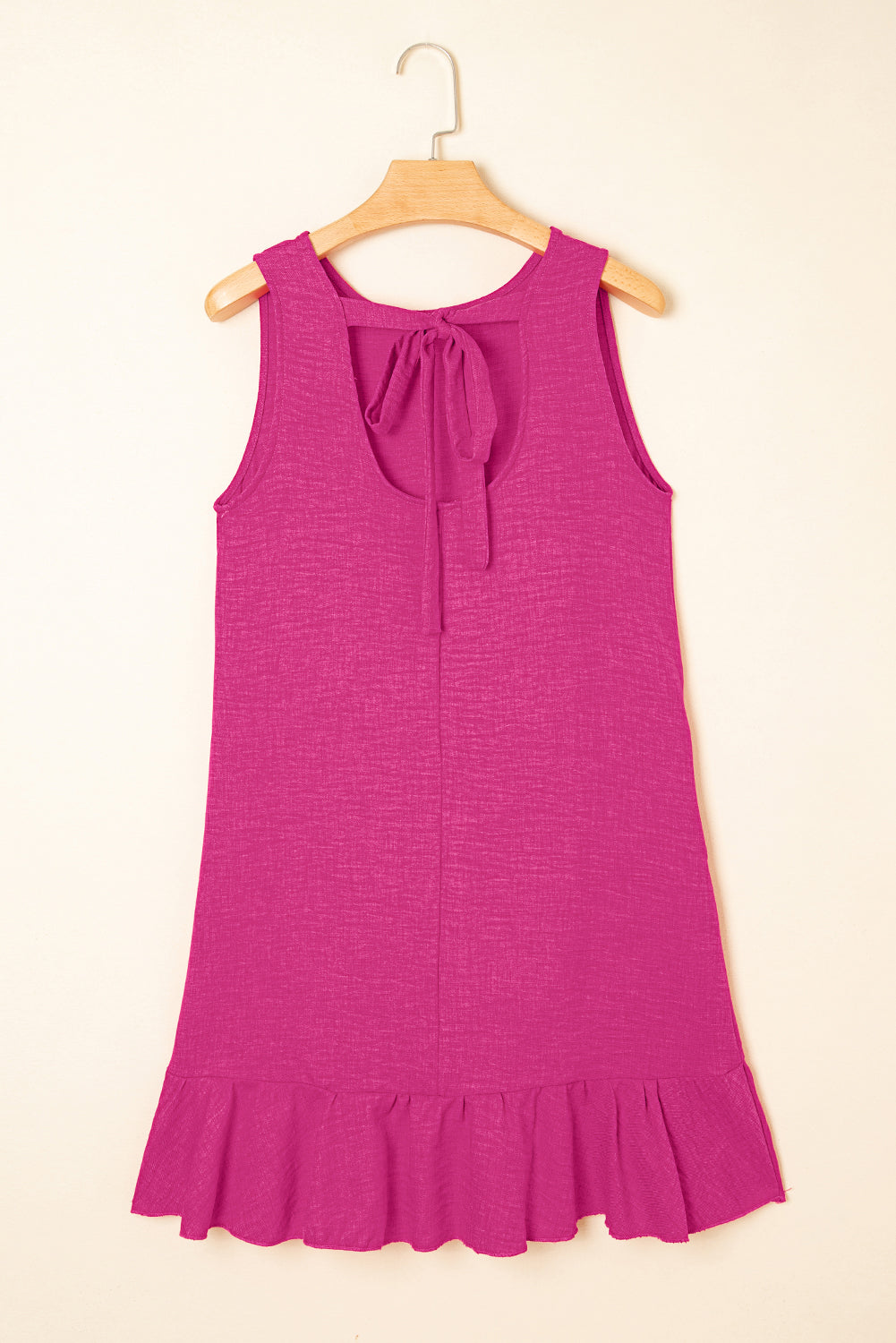 Smoke Gray Knot Scoop Back Ruffle Hem Sleeveless Mini Dress-TOPS / DRESSES-[Adult]-[Female]-2022 Online Blue Zone Planet