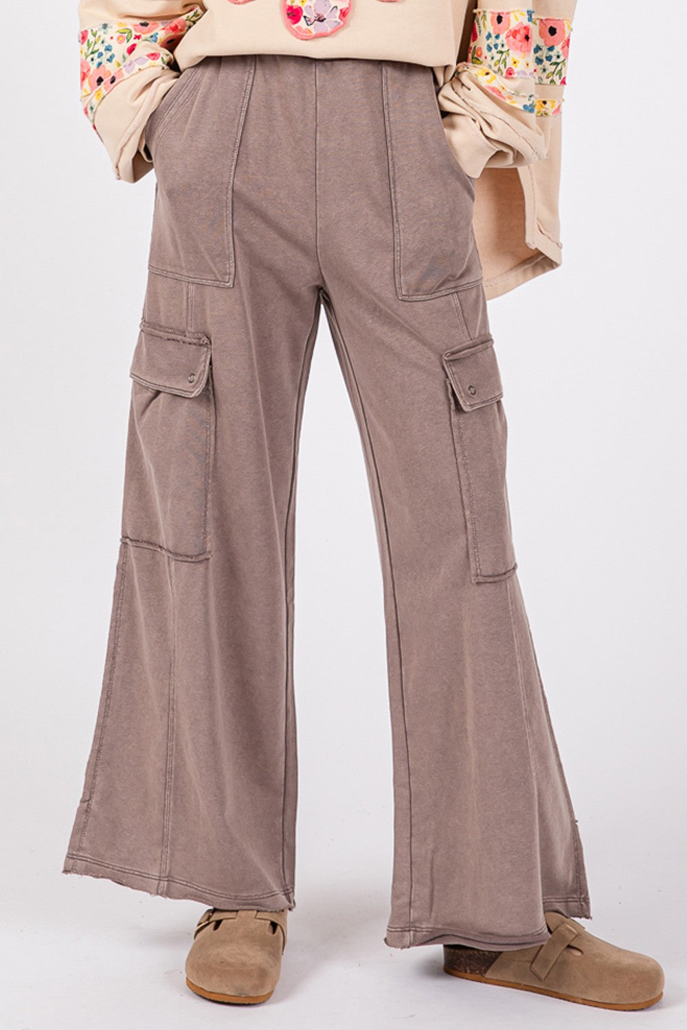 SAGE + FIG Knit Terry Mineral Wash Wide Leg Pants-TOPS / DRESSES-[Adult]-[Female]-2022 Online Blue Zone Planet