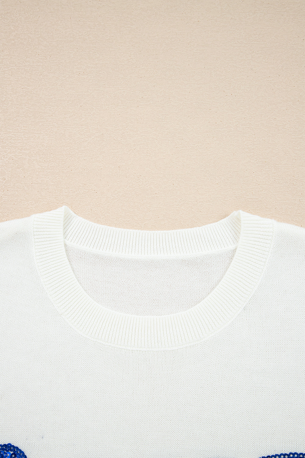 White Sequined Game Day Graphic Round Neck Sweater-TOPS / DRESSES-[Adult]-[Female]-2022 Online Blue Zone Planet