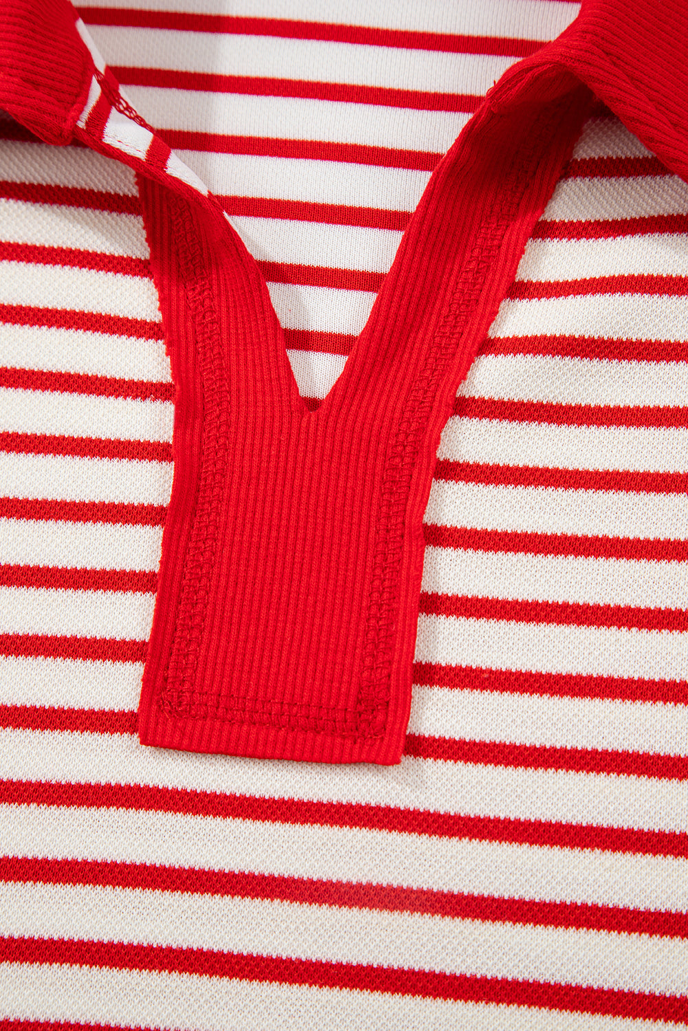 Red Stripe Collared V Neck Drop Shoulder Pullover And Skort 2pcs Outfit-Two Piece Sets/Two Piece Dresses-[Adult]-[Female]-2022 Online Blue Zone Planet