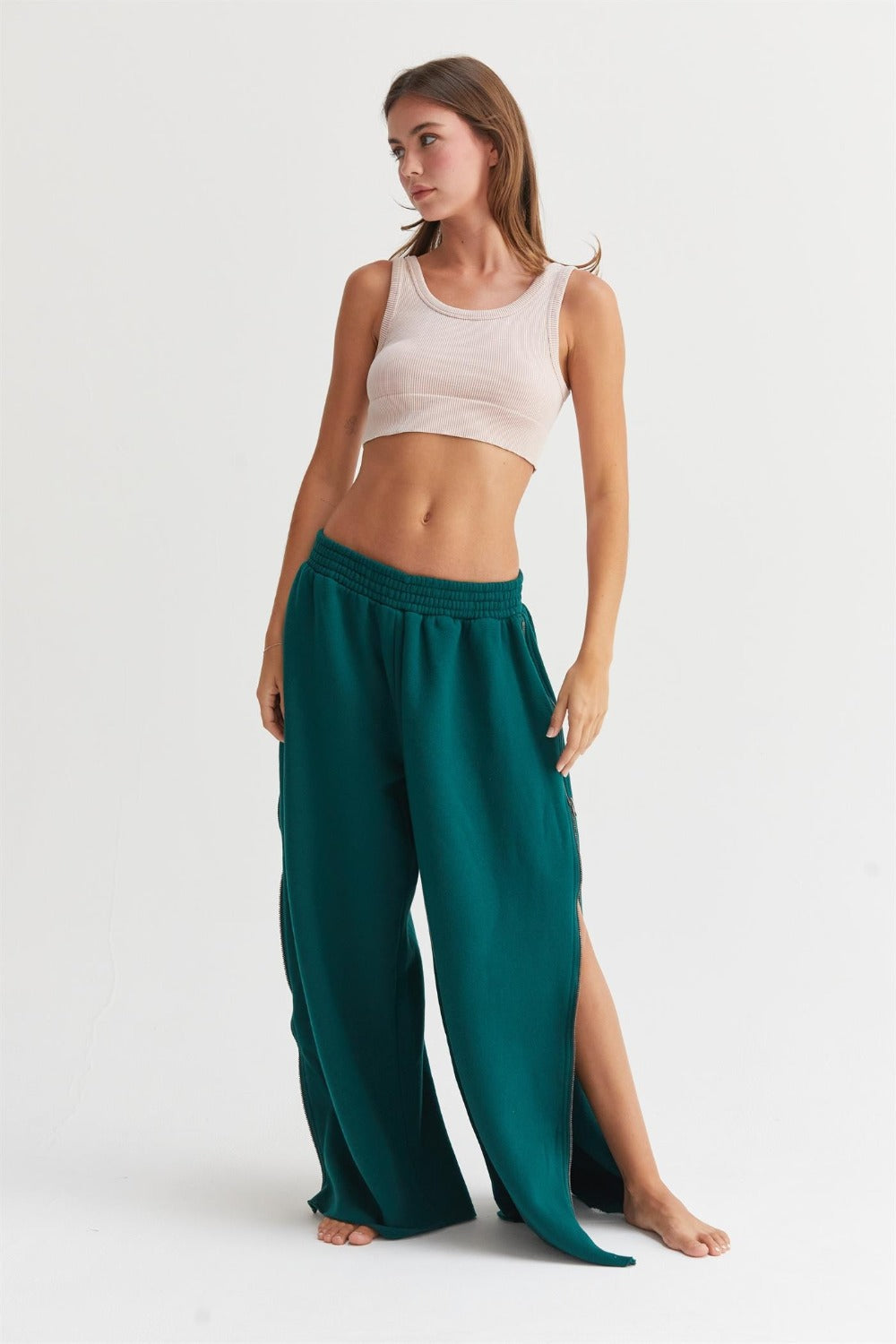 Blue Zone Planet | HYFVE Wide-Leg Side Zipper Sweatpants-TOPS / DRESSES-[Adult]-[Female]-2022 Online Blue Zone Planet