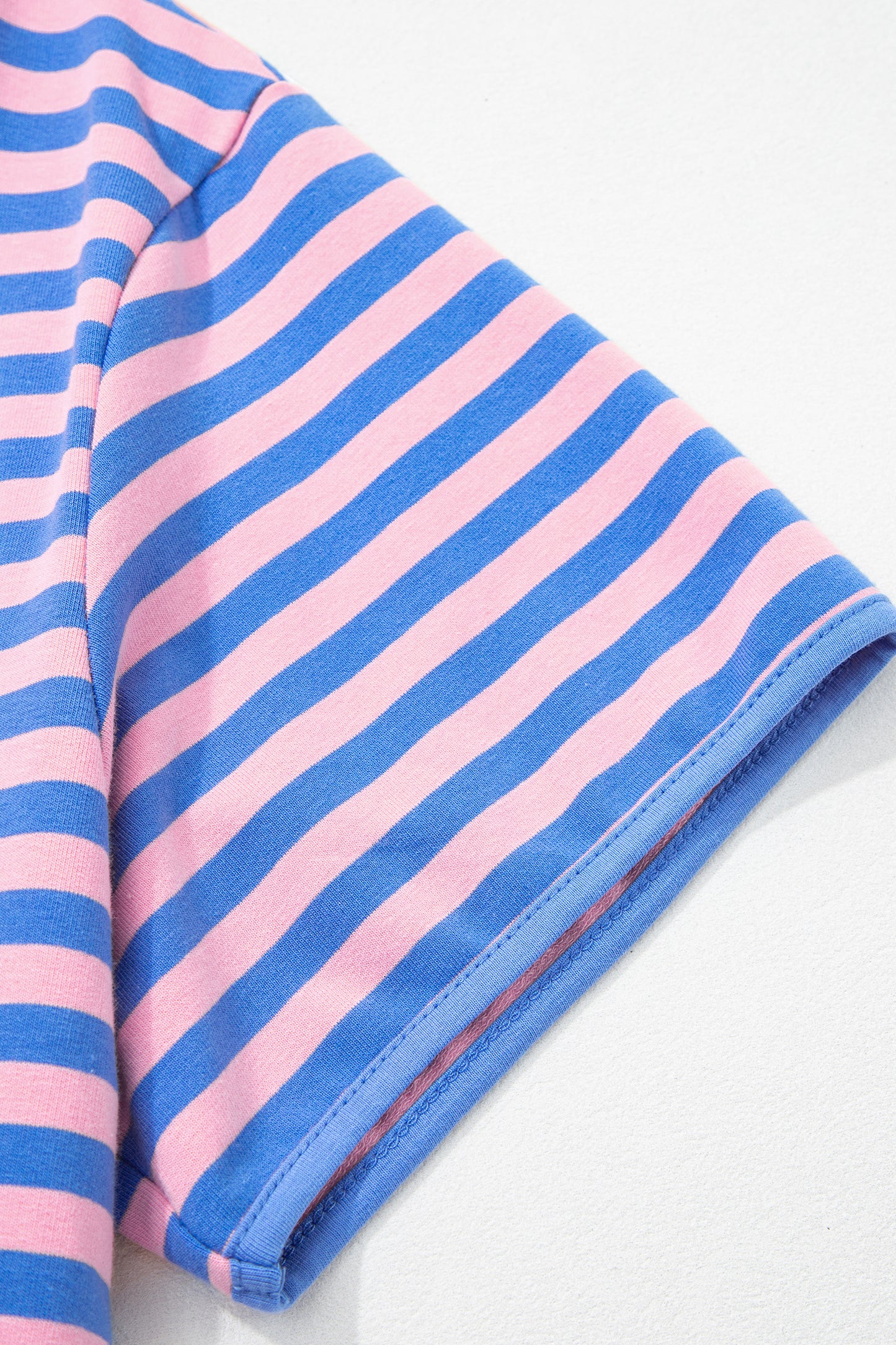 Pink Stripe Loose Short Sleeve Top and Skirt Set-Two Piece Sets/Two Piece Dresses-[Adult]-[Female]-2022 Online Blue Zone Planet