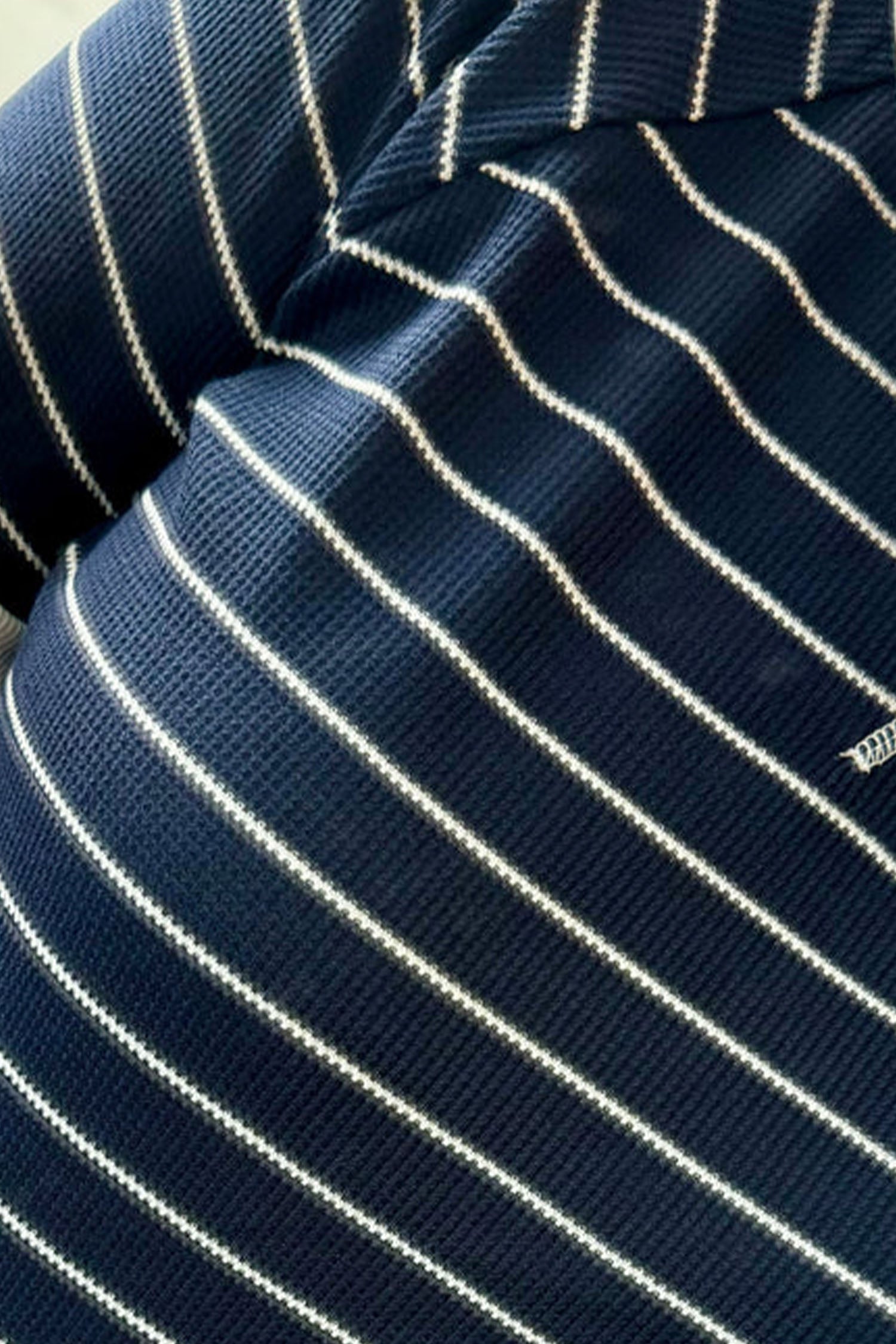 Blue Stripe Contrast Trim Plus Size Ribbed T Shirt-Plus Size/Plus Size Tops/Plus Size Tops & Tees-[Adult]-[Female]-2022 Online Blue Zone Planet