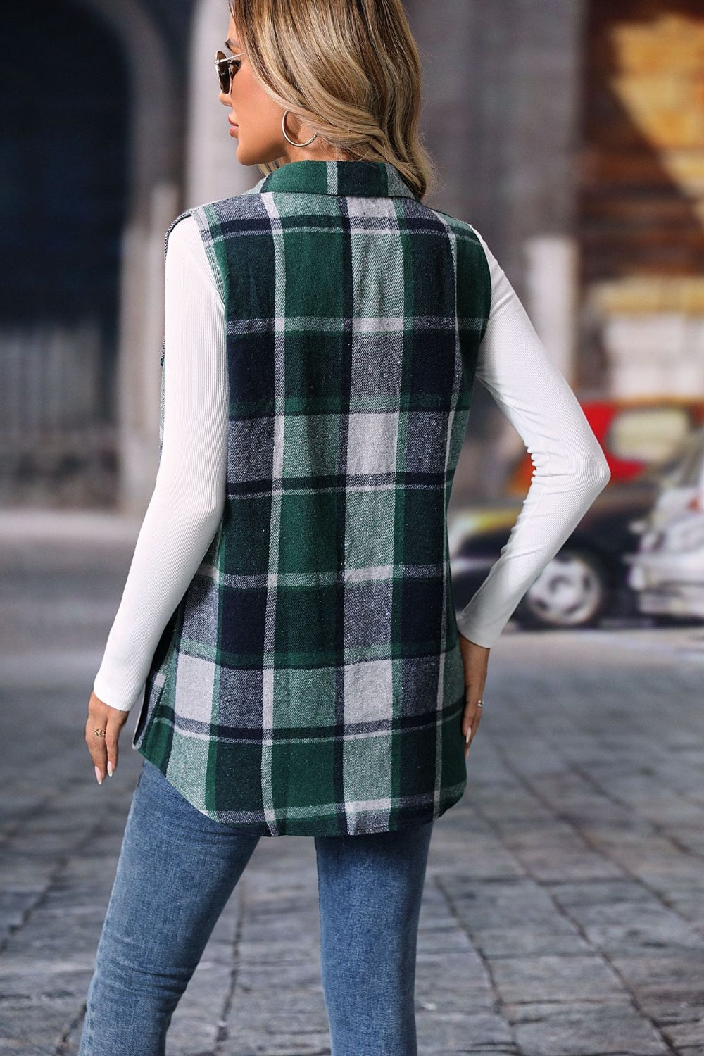 Blue Zone Planet | Plaid Button Up Vest Coat-TOPS / DRESSES-[Adult]-[Female]-2022 Online Blue Zone Planet