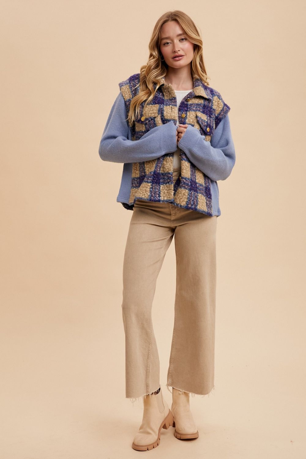 Annie Wear Faux Fur Plaid Button Up Jacket-TOPS / DRESSES-[Adult]-[Female]-2022 Online Blue Zone Planet