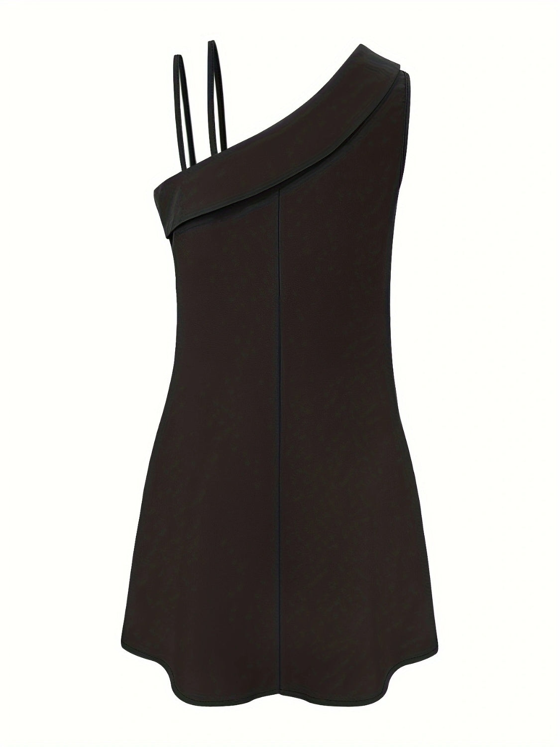 Asymmetrical Neck Sleeveless Mini Dress-TOPS / DRESSES-[Adult]-[Female]-2022 Online Blue Zone Planet