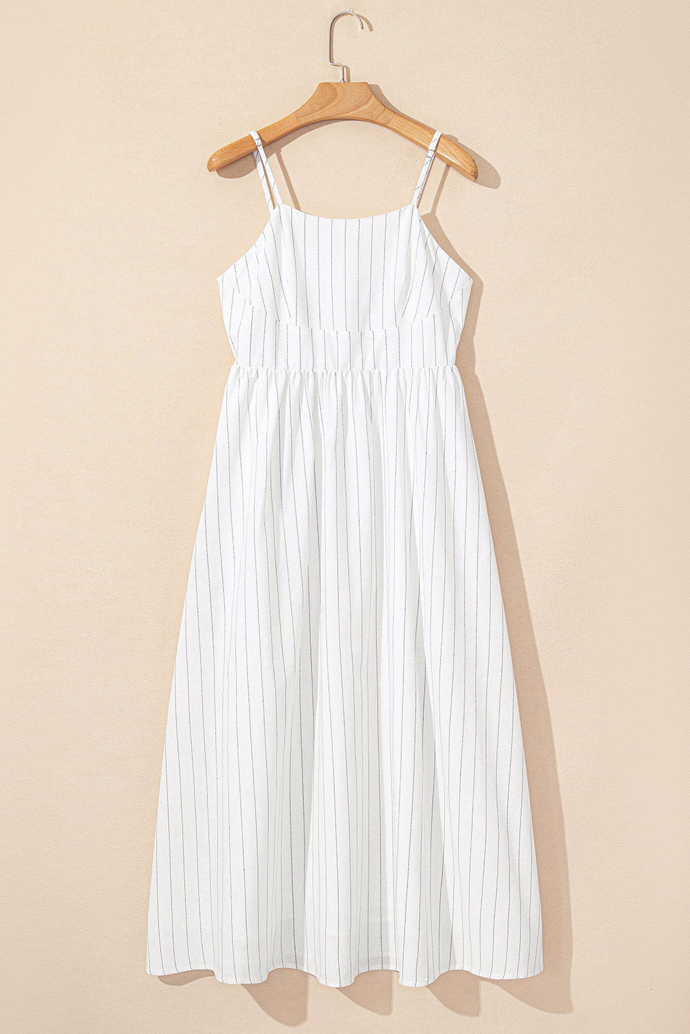 Beige Stripe Spaghetti Strap Pocketed High Waist Maxi Dress-15% OFF-[Adult]-[Female]-2022 Online Blue Zone Planet